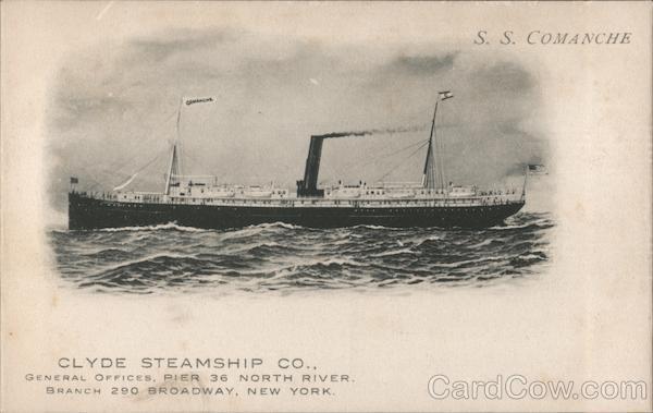Steamer Clyde Steamship Co.,SS Comanche The Albertype Co. Postcard Vintage