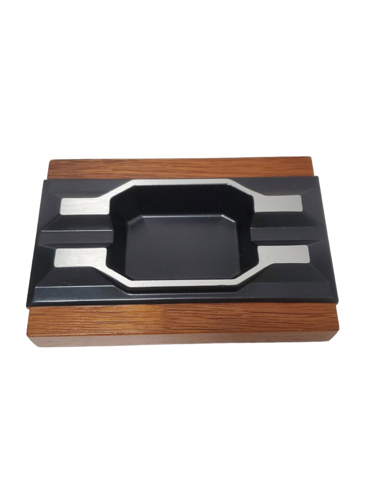 Home Supplies Ashtray, Large Portable Metal Desk Compatible w/ Solid Wood Ashtra