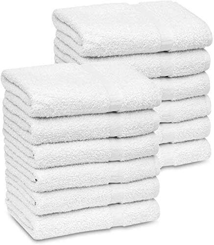Bath Towels Set 22x44 White Cotton Blend Bulk Pack of 12,24,36,60,84,120 Towel