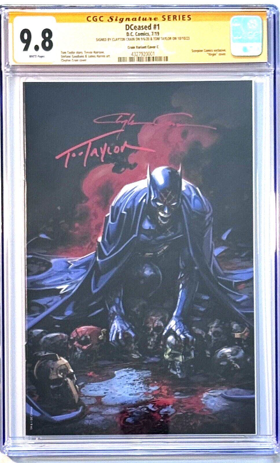 DCEASED #1 CGC SS 9.8 Clayton Crain Variant Limited 600 DUAL sigs Crain & Taylor