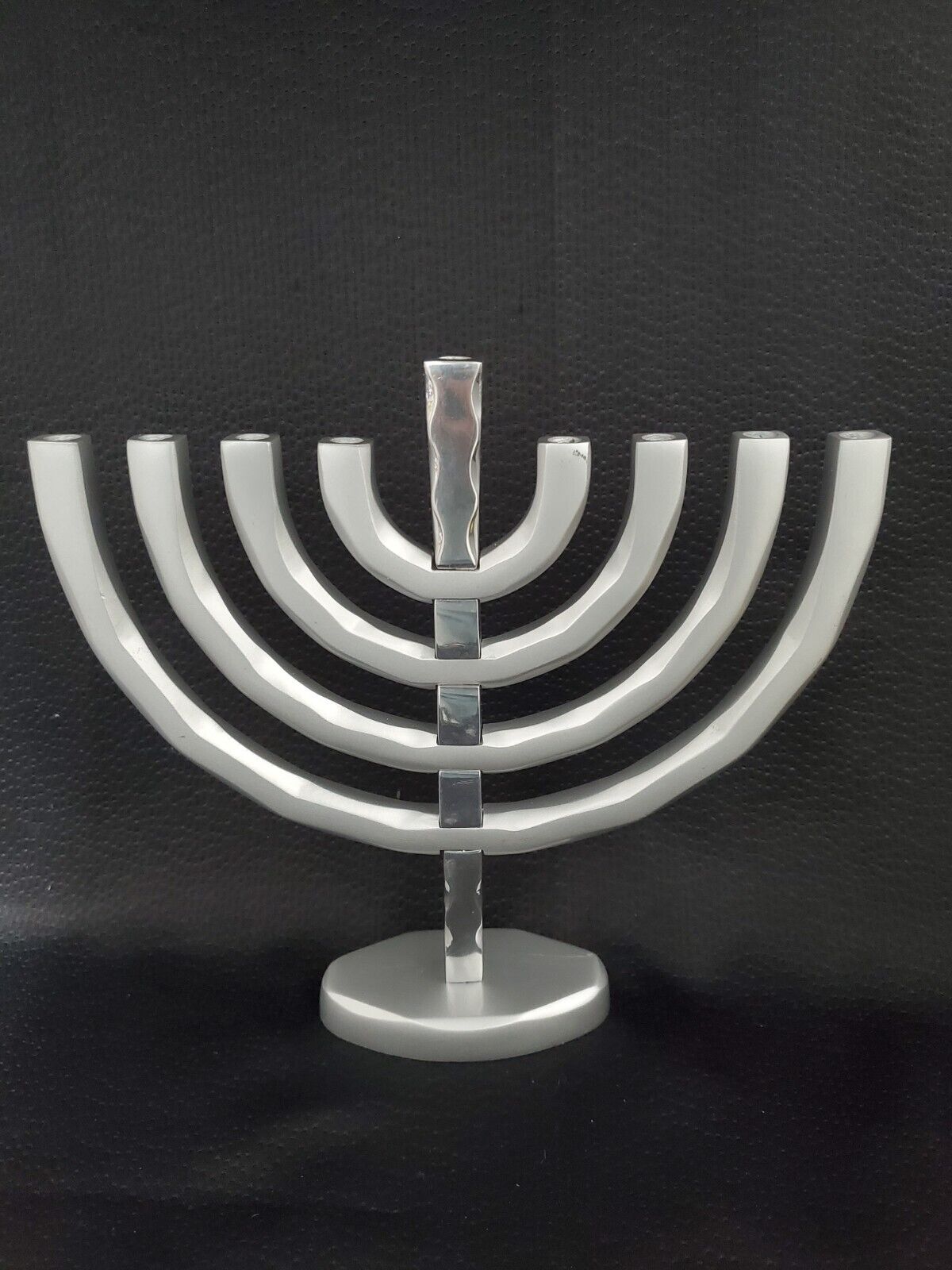 World Of Judaica Yair Emanuel Silver Anodized Aluminum Nine Branch Menorah