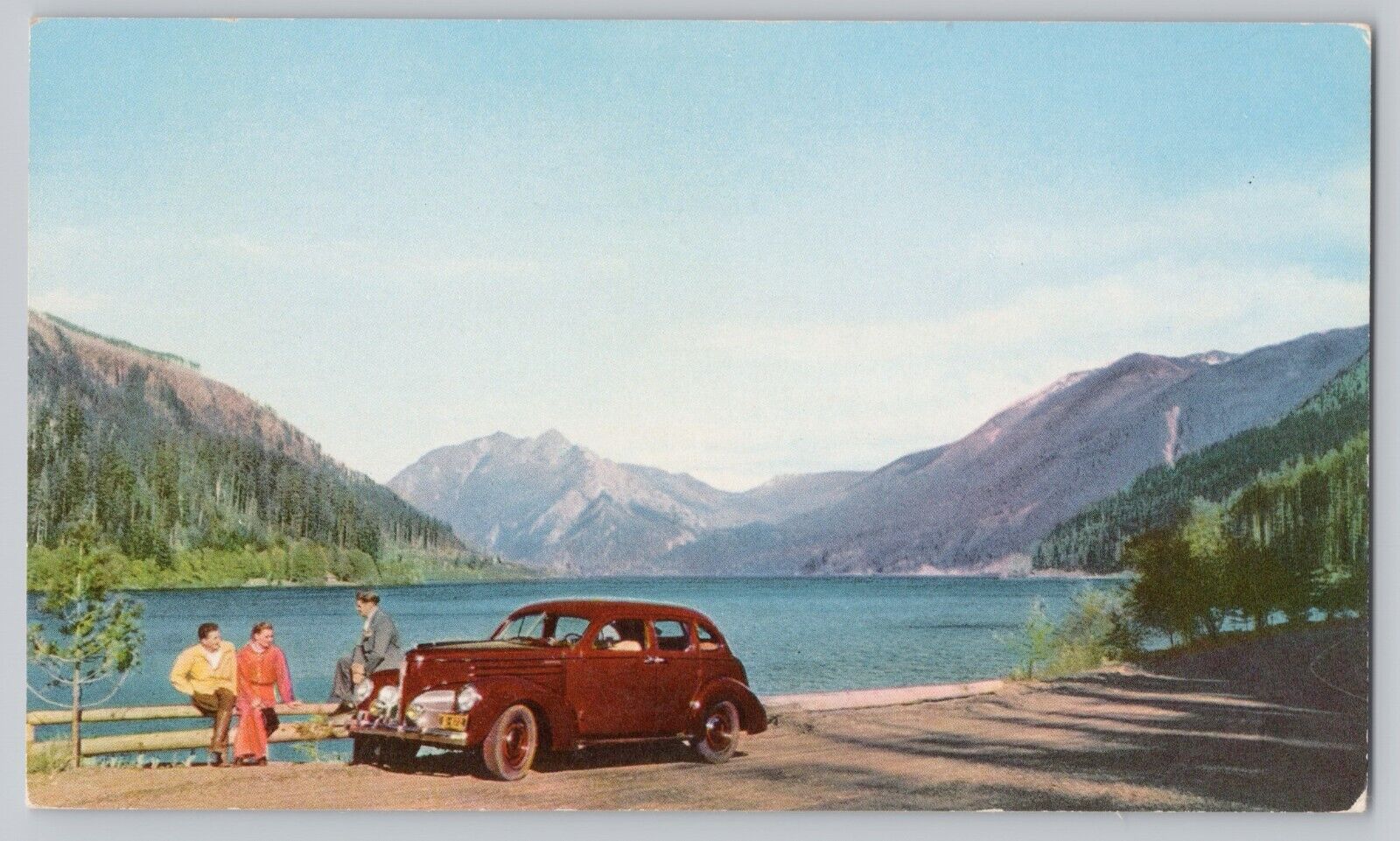 Crescent Lake in Olympic Peninsula Postcard 1939 