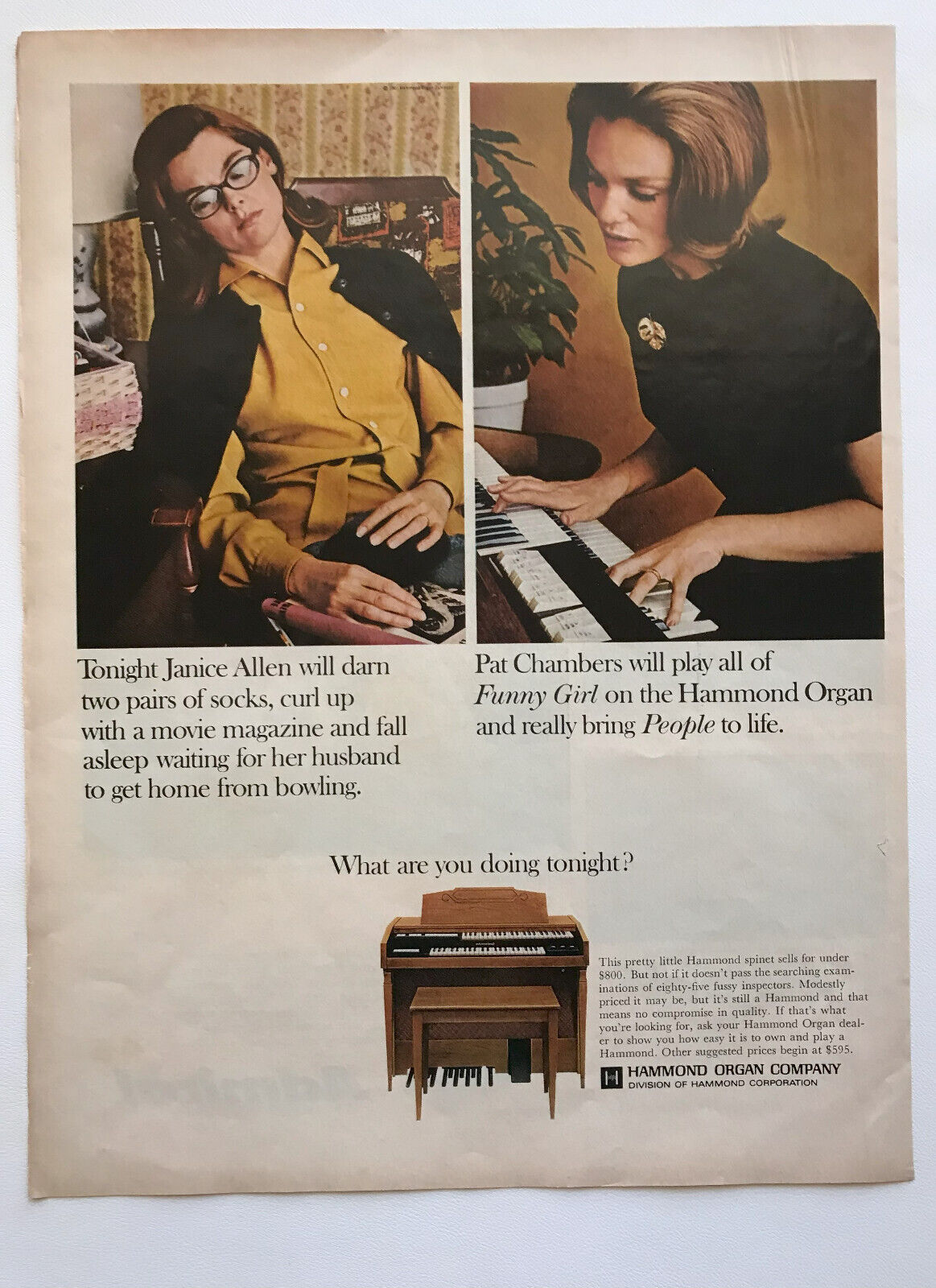 1967 Hammond Organ, Admiral Color Television TV Vintage Print Ads