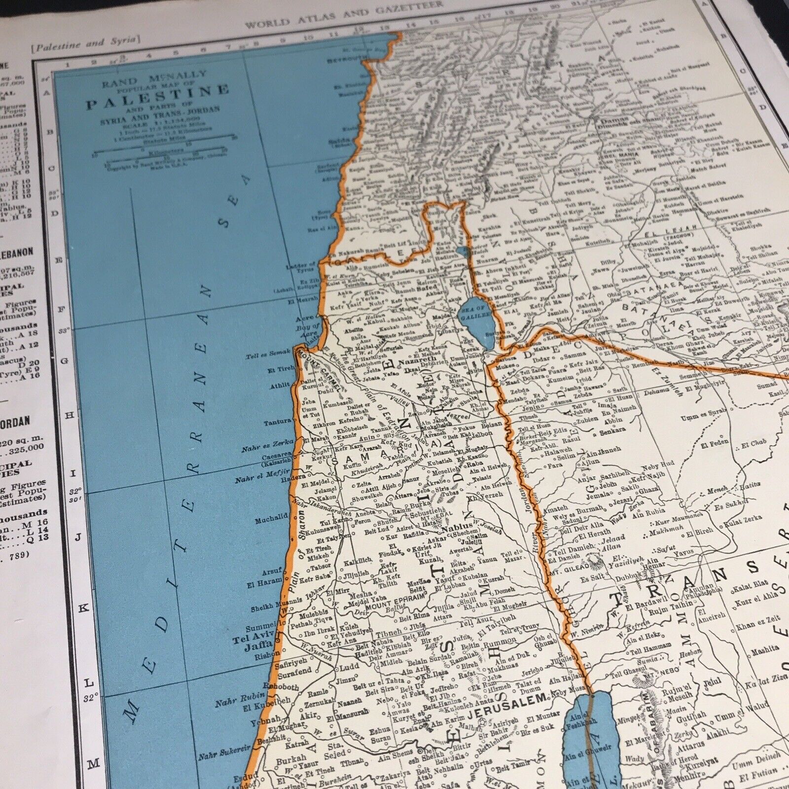 1940's Palestine atlas Map Vintage before end of WW2