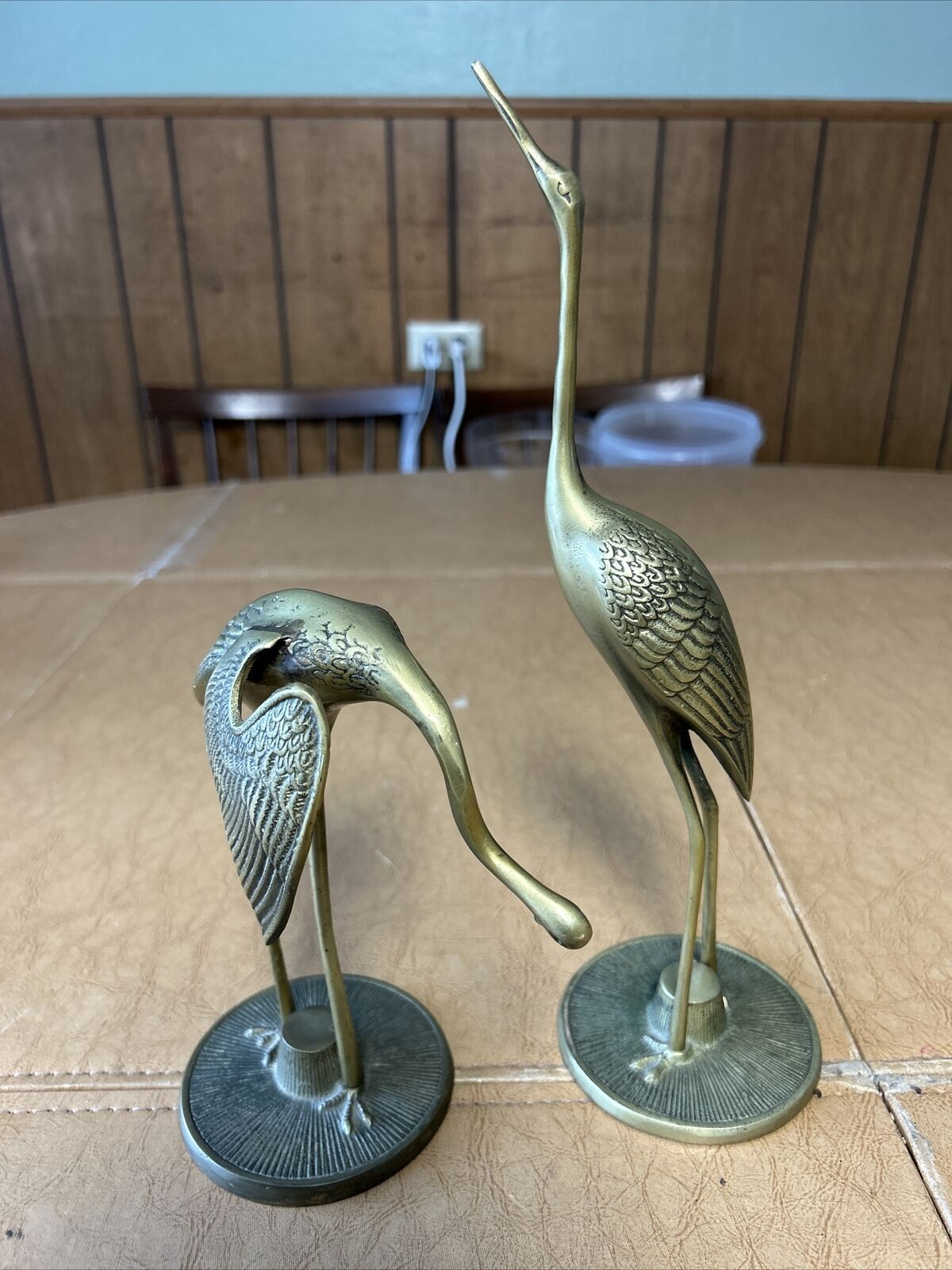 Vintage lacquered Brass flamingo Figurines - Set of 2 (READ)