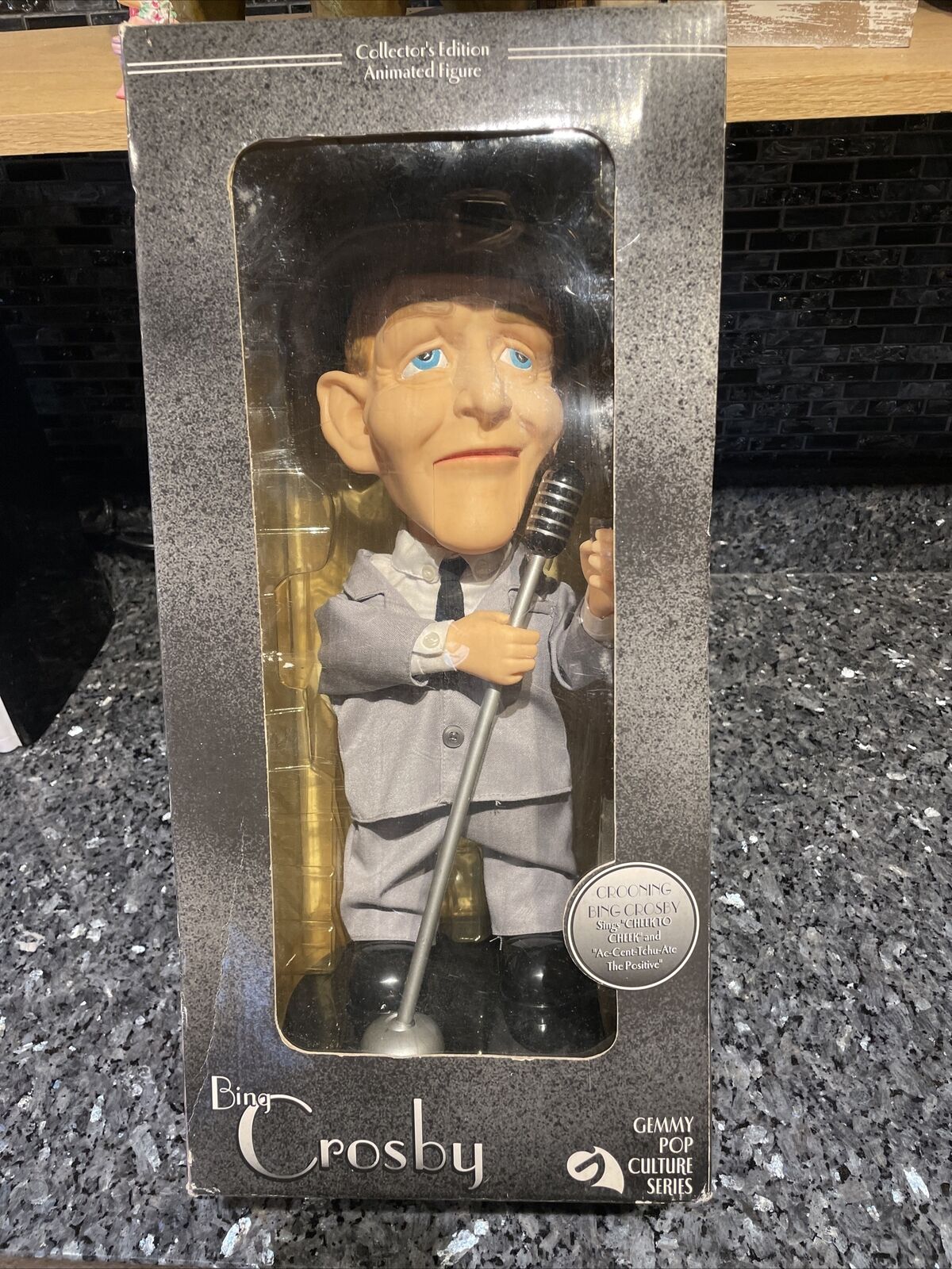 2002 Gemmy Singing Bing Crosby Animated Figure And Box READ Mouth Not Moving