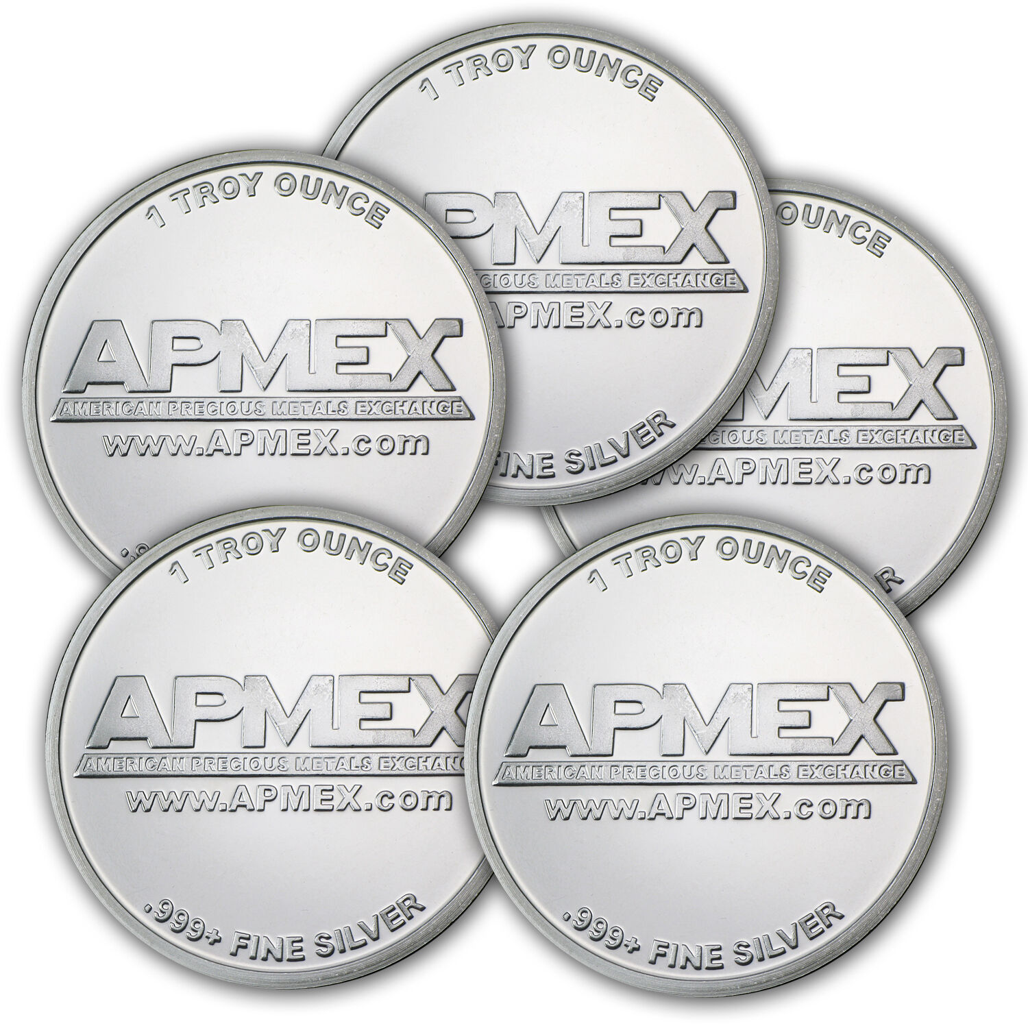 1 oz APMEX Silver Round .999 Fine (Lot of 5)
