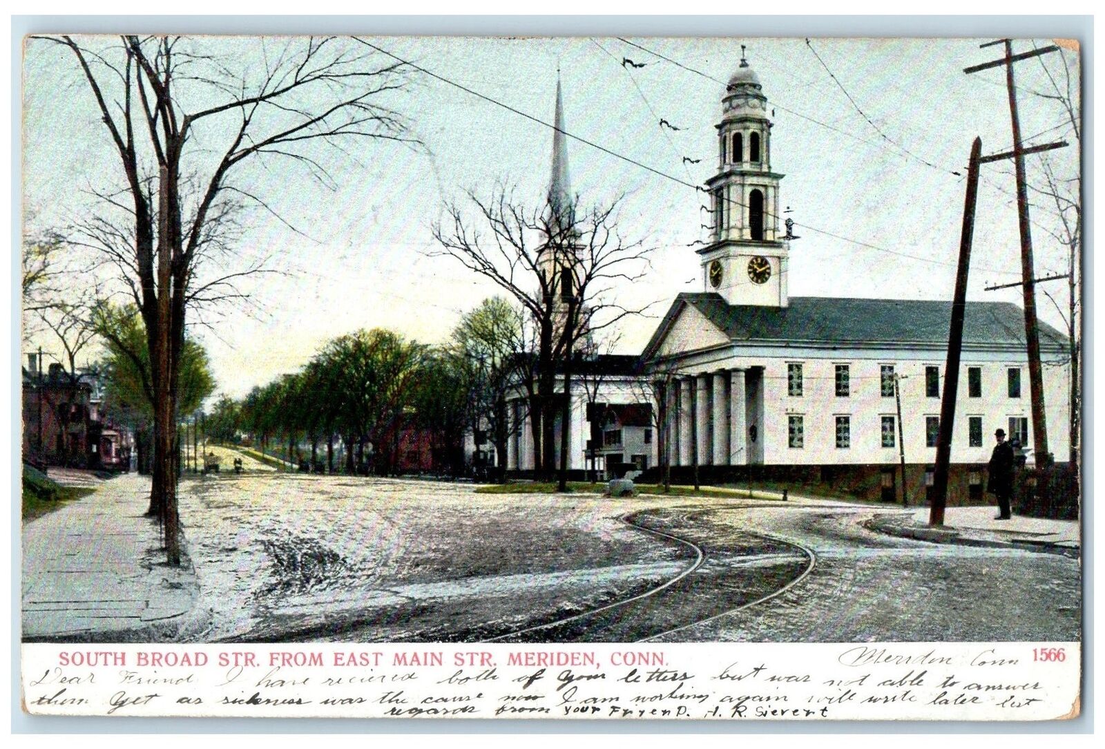1907 South Broad Street From East Main Street Meriden Connecticut CT Postcard