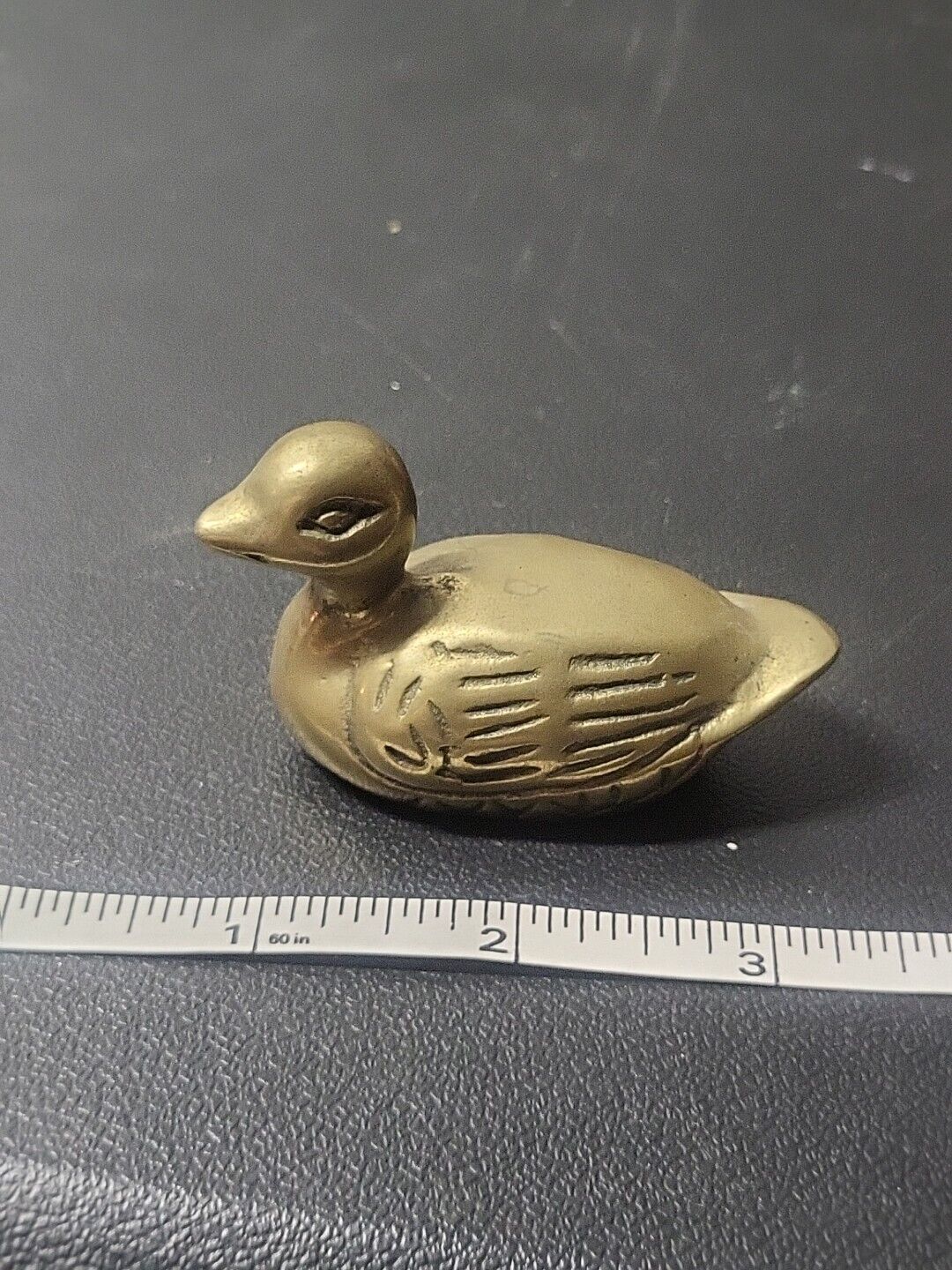 Antique Brass Small Duck Paperweight  Figurine