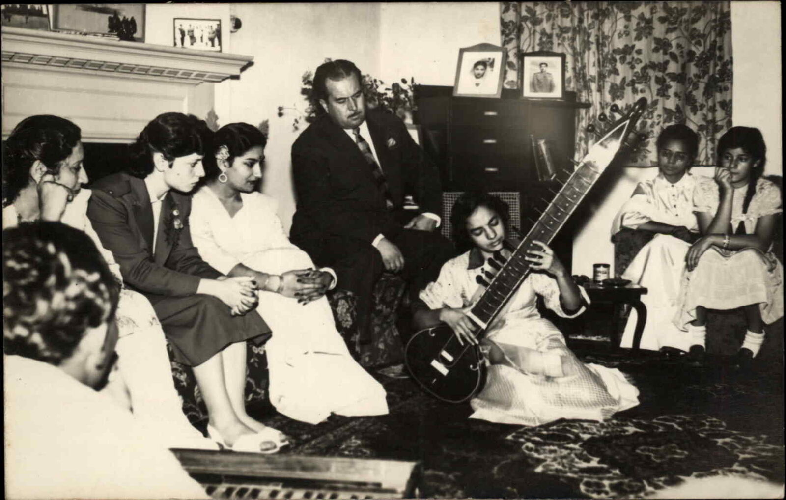 Karachi Pakistan Music Ethnography Guitar Long Neck c1950s Real Photo Postcard