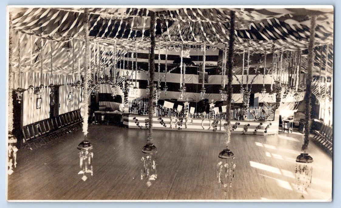 1910\'s BPOE ELKS DECORATED BALLROOM CONVENTION FESTIVE CREPE PAPER POSTCARD