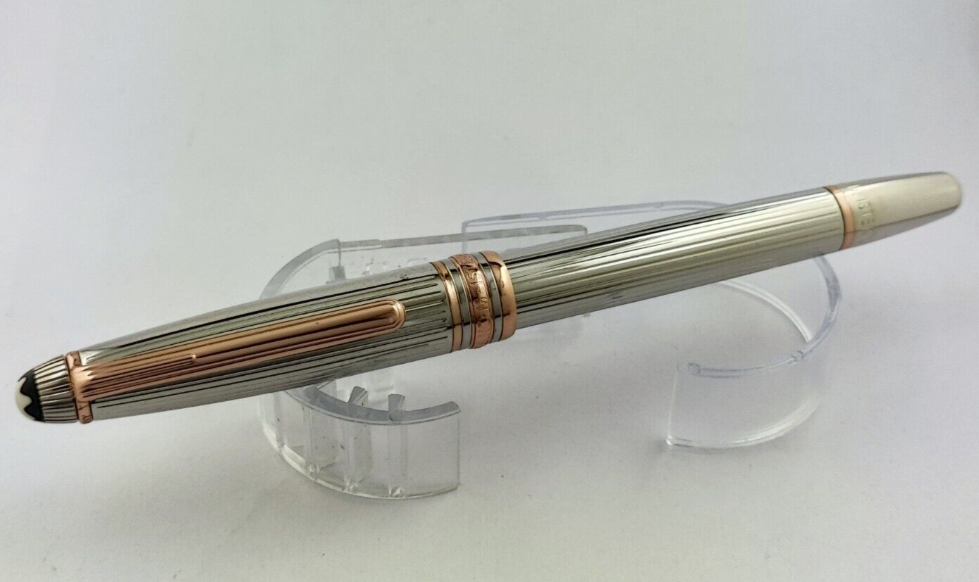 Premium Montblanc Meisterstuck Silver Pen + Bronze Clip Roller Ballpoint Pen