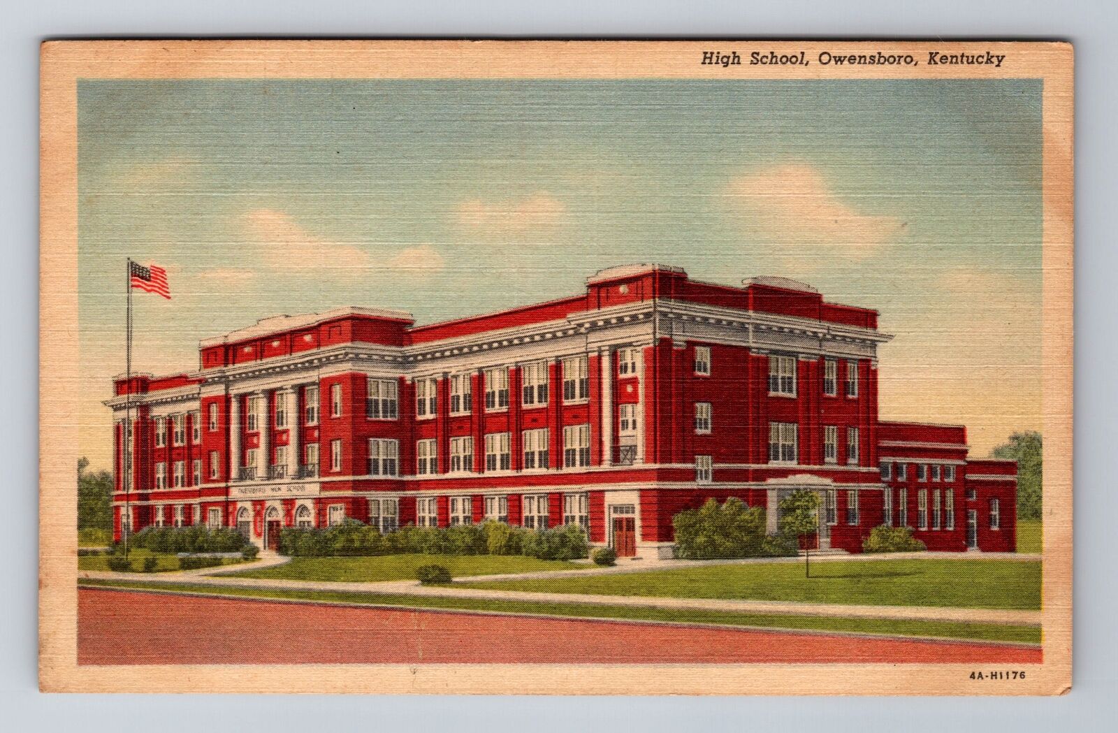 Owensboro KY-Kentucky, High School, Antique, Vintage Souvenir Postcard