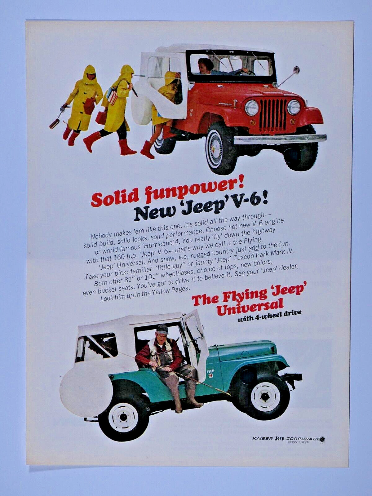 1966 Jeep Universal V6 VTG The Flying Jeep Solid Fun Original Print Ad 8.5 x 11\