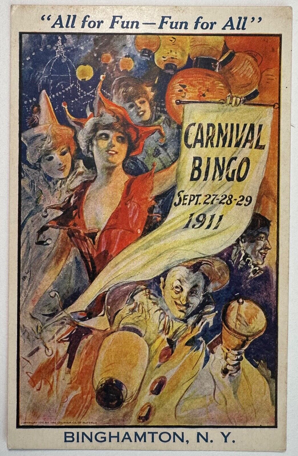 Postcard Binghamton NY Carnival Bingo 1911 Festival Costumes
