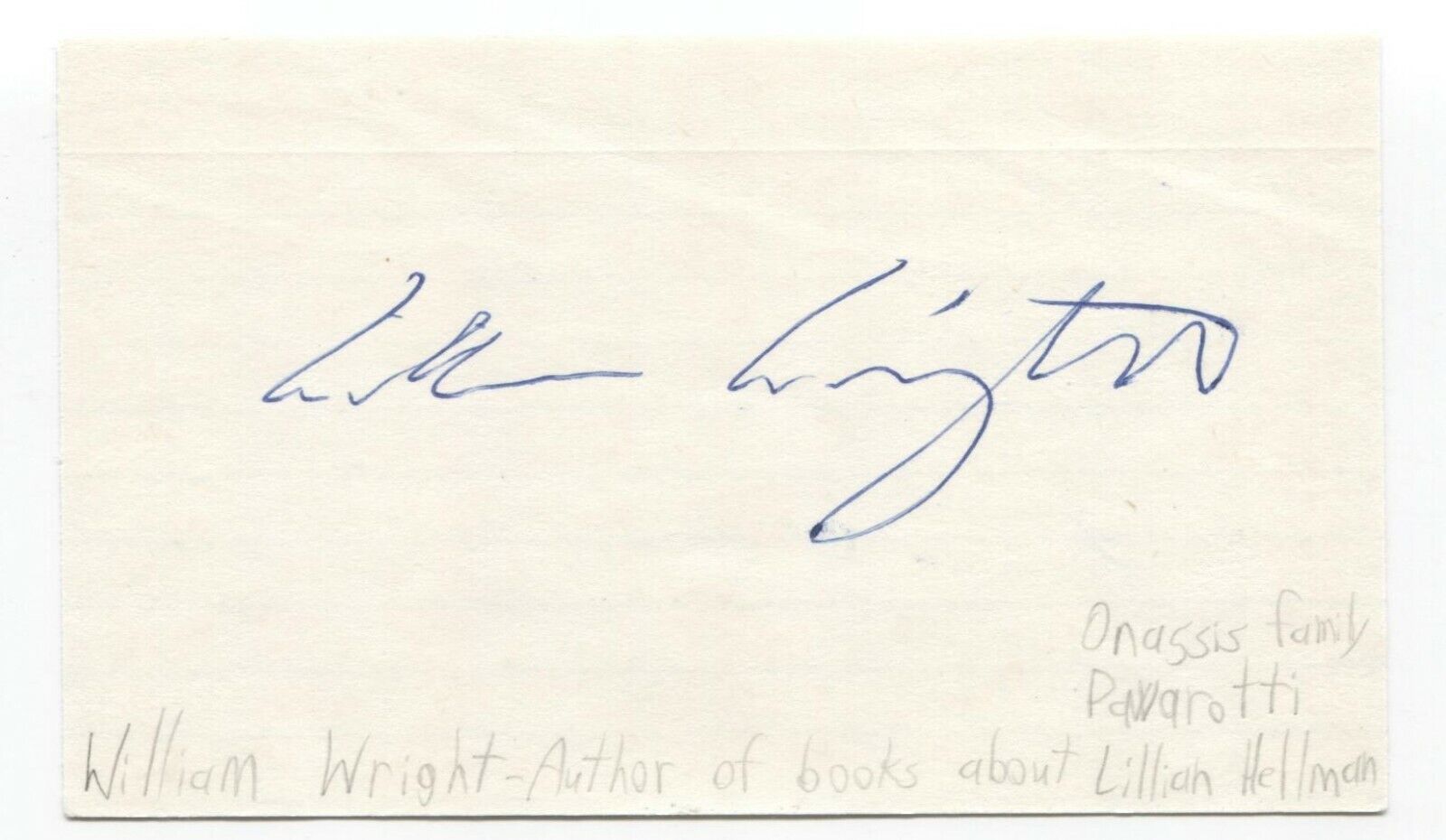 William Wright Signed 3x5 Index Card Autographed Signature Author Writer