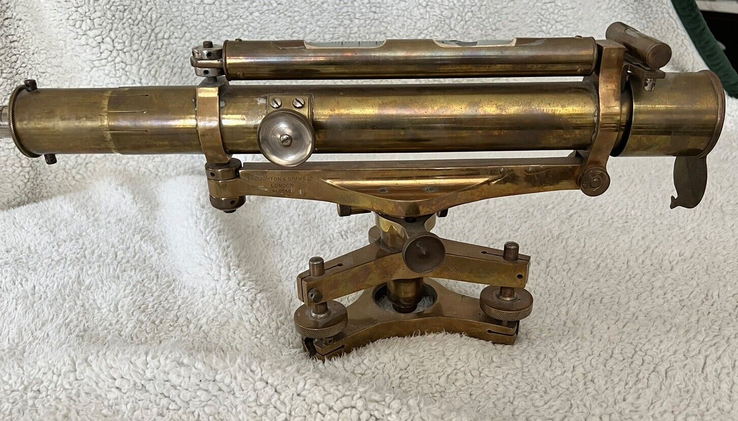 Antique 19th century Troughton and Simms, London brass surveyor's scope Original
