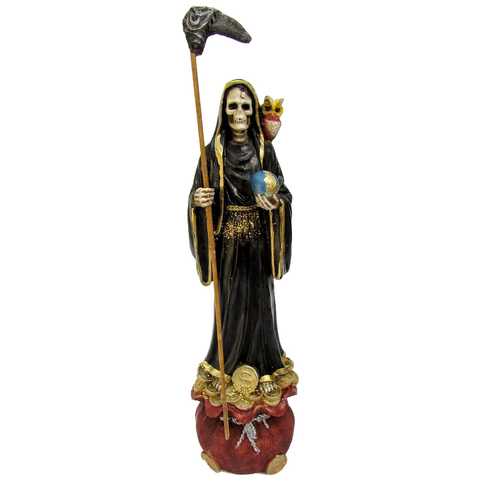 Santa Muerte Negra Sobre Bolsa de Dinero 30 cm / Holy Death Black Money Bag 12\