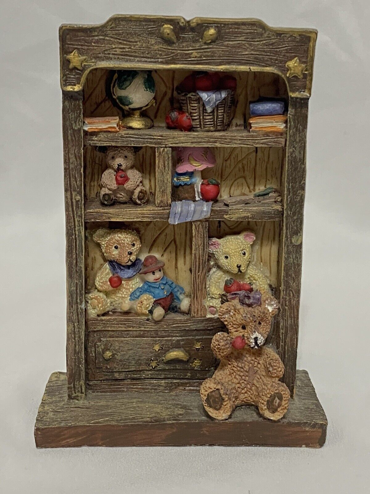 K's Collection 5” Resin Figurine Teddy Bears Bookcase Display Decor Statue