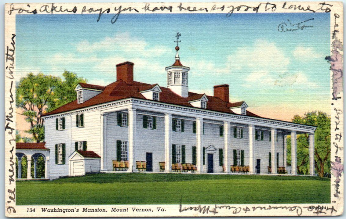 Postcard - Washington's Mansion, Mount Vernon, Virginia