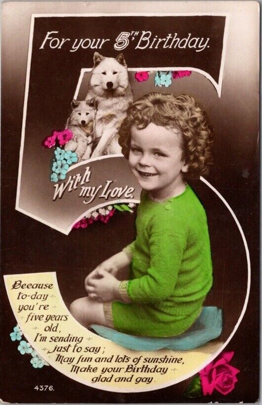 c1910s HAPPY 5TH BIRTHDAY Postcard 