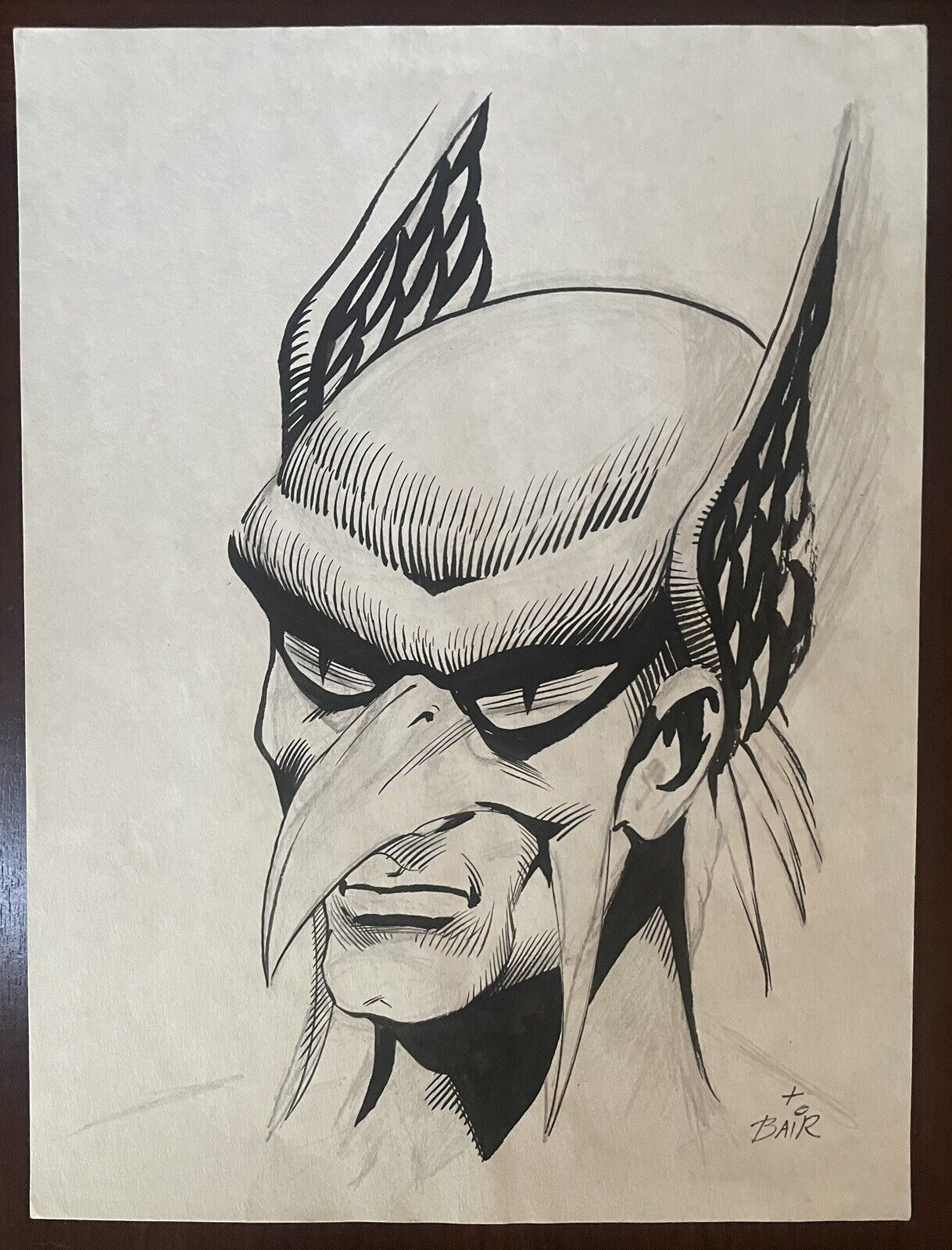 Rags Morales and Michael Bair Original Hawkman Sketch Art Signed DC Comics 9x12