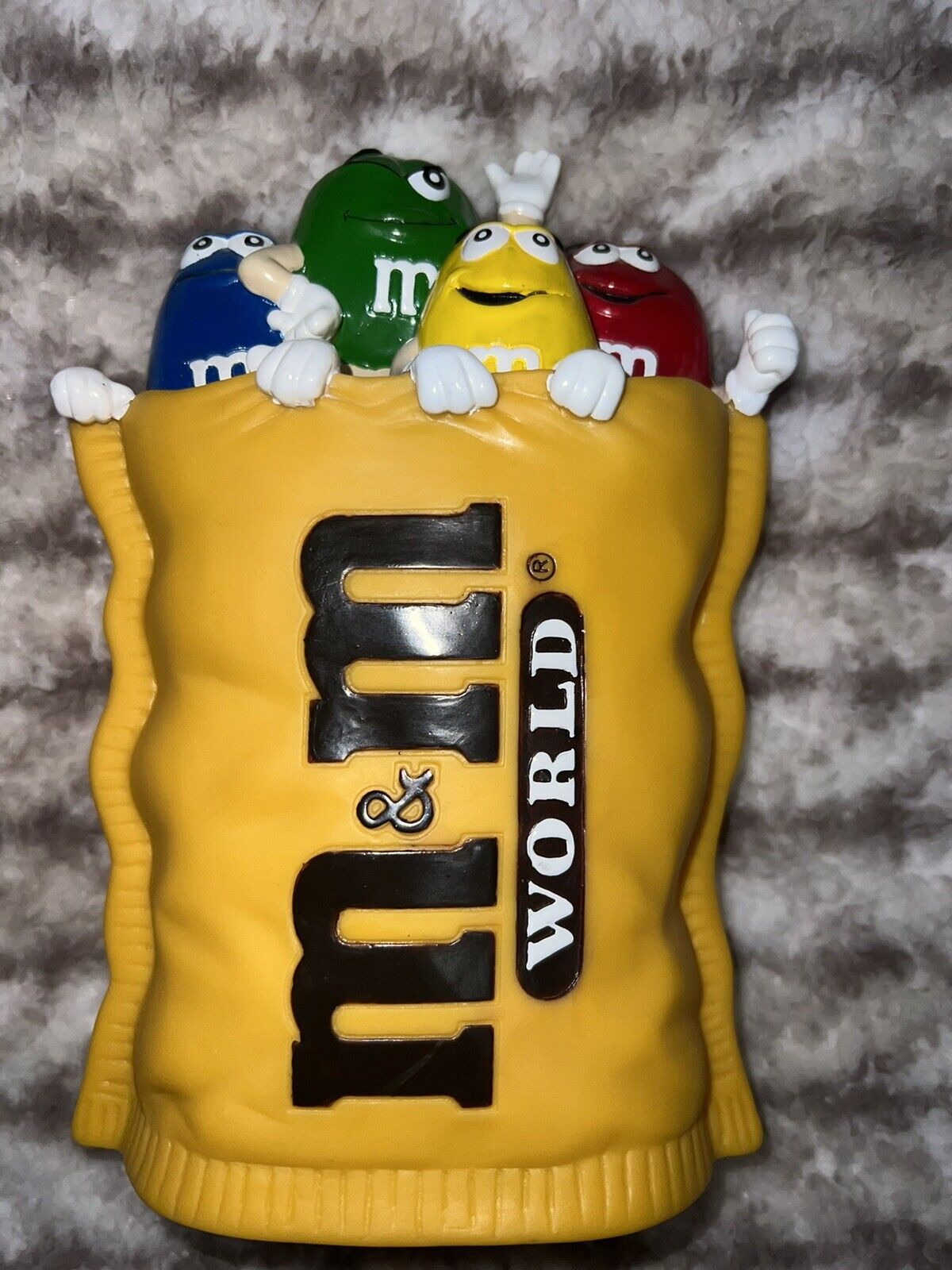 M&M\'s World Money Box Piggy Coin Bank Candy Figure Collectible Yellow Wrapper