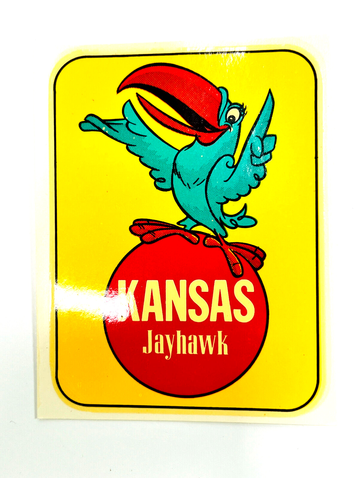vtg UNUSUAL 50s 60s University of Kansas Jayhawk luggage travel sticker