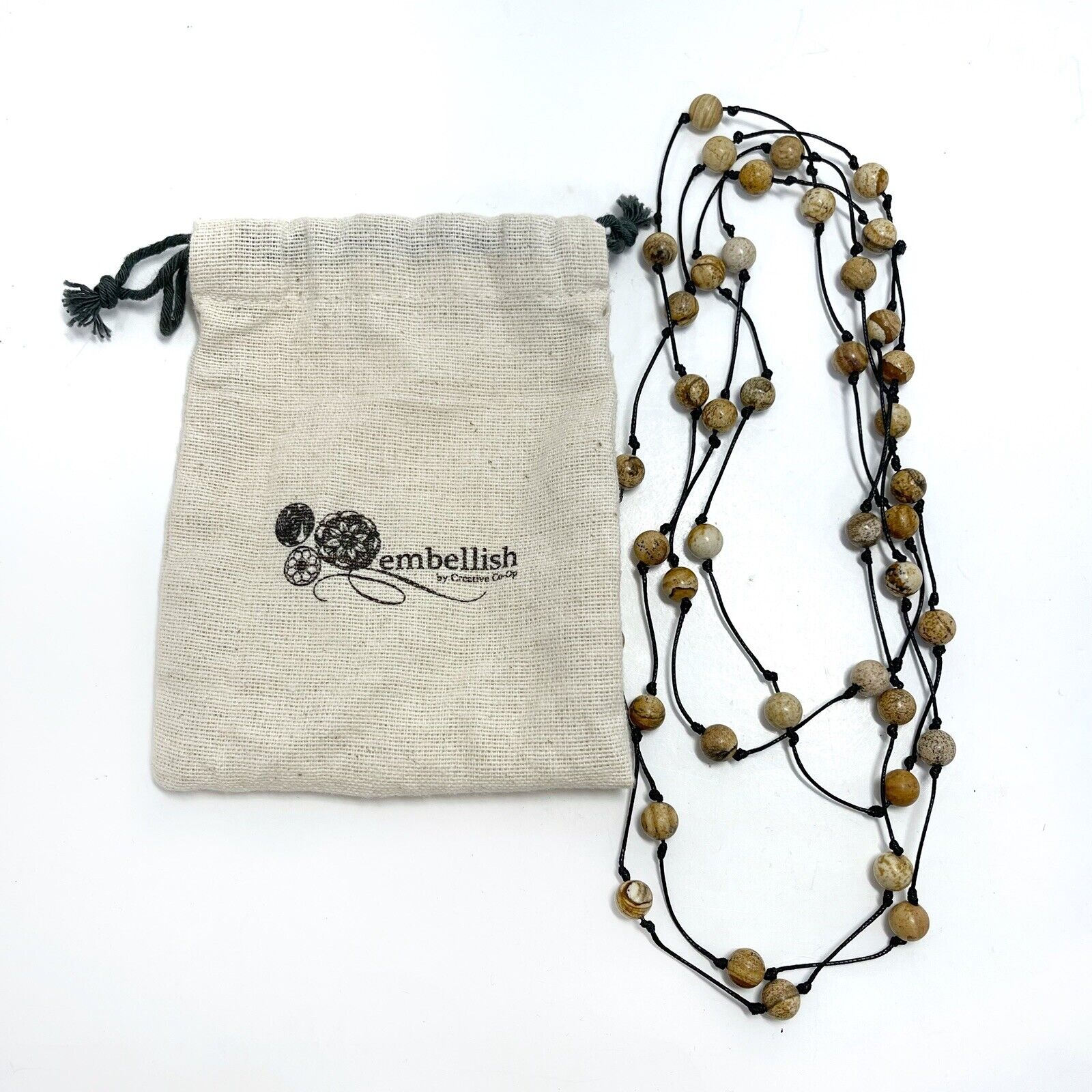 Creative Co-Op Mango Wood Beads Wrap Around Necklace