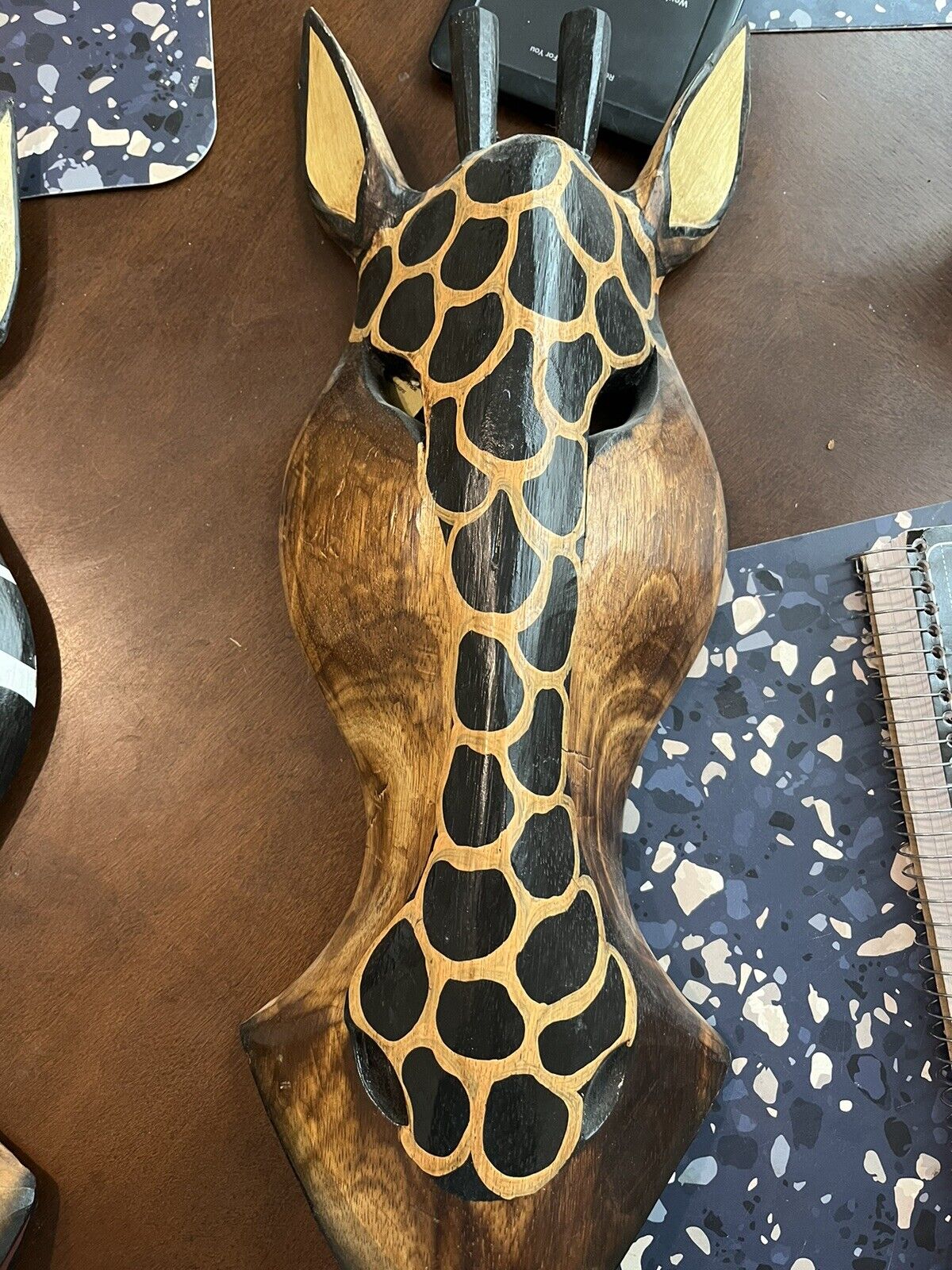 Vintage Hand Crafted Giraffe Wall Mount Mask