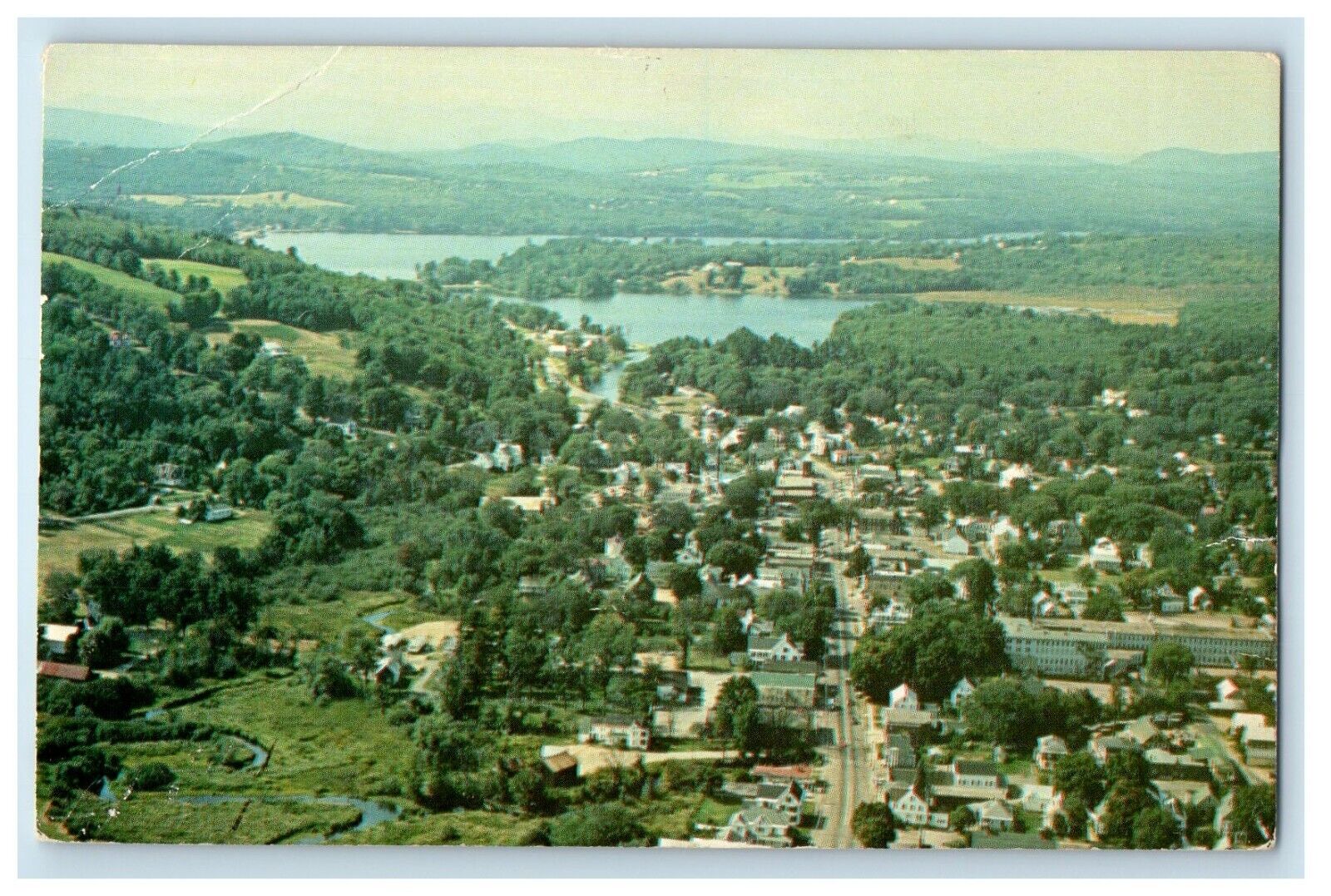 1971 Norway ME, Looking Northwest Pennesseewassee Lake Oxford Hill Postcard