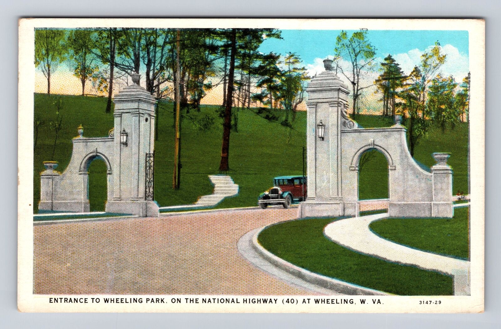 Wheeling WV-West Virginia, Entrance To Wheeling Park, Antique, Vintage Postcard