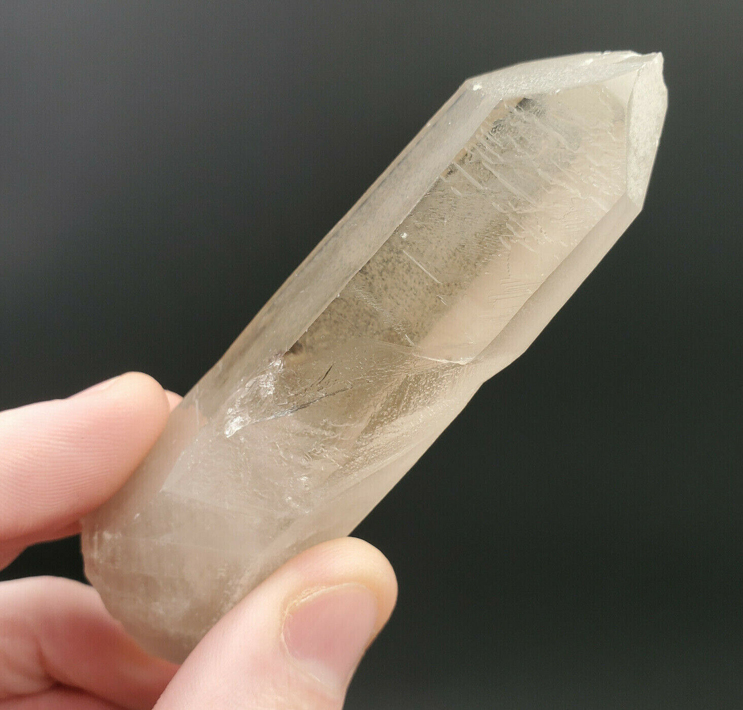 Frosted Smoky Lemurian Seed Quartz Crystal from Brazil, 79.8 grams