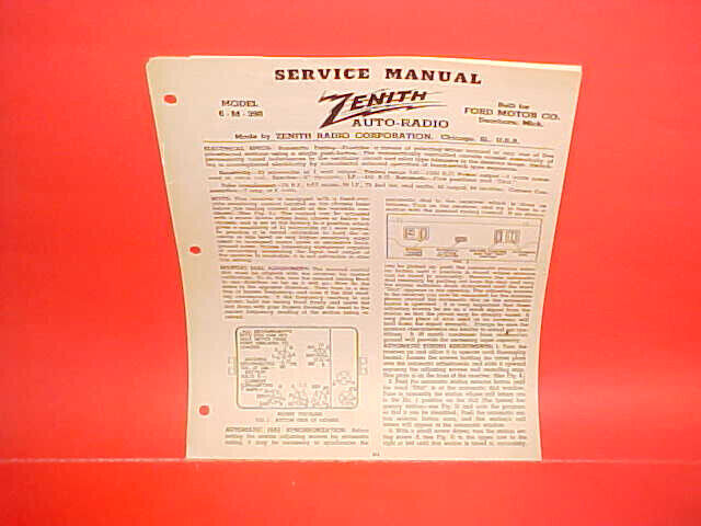 1939 FORD MERCURY DELUXE CONVERTIBLE COUPE SEDAN ZENITH AM RADIO SERVICE MANUAL