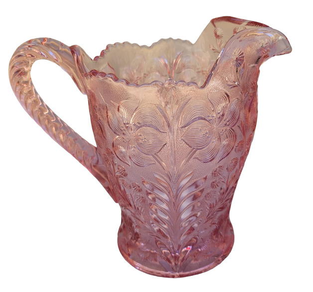 Imperial Lenox Pink Glass Pitcher Tiger Lilly Pattern Pressed Molded Glass M20