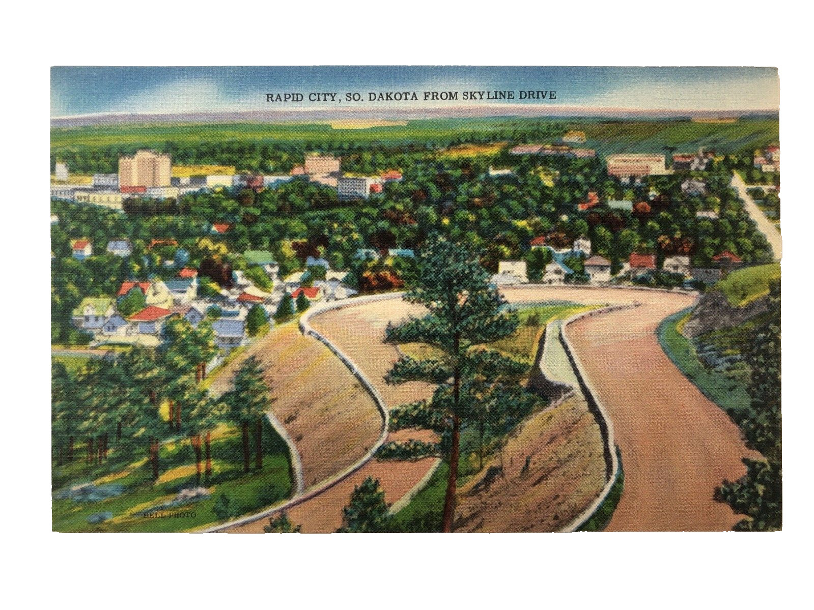 Postcard Rapid City, From Skyline Drive, Rapid City, South Dakota