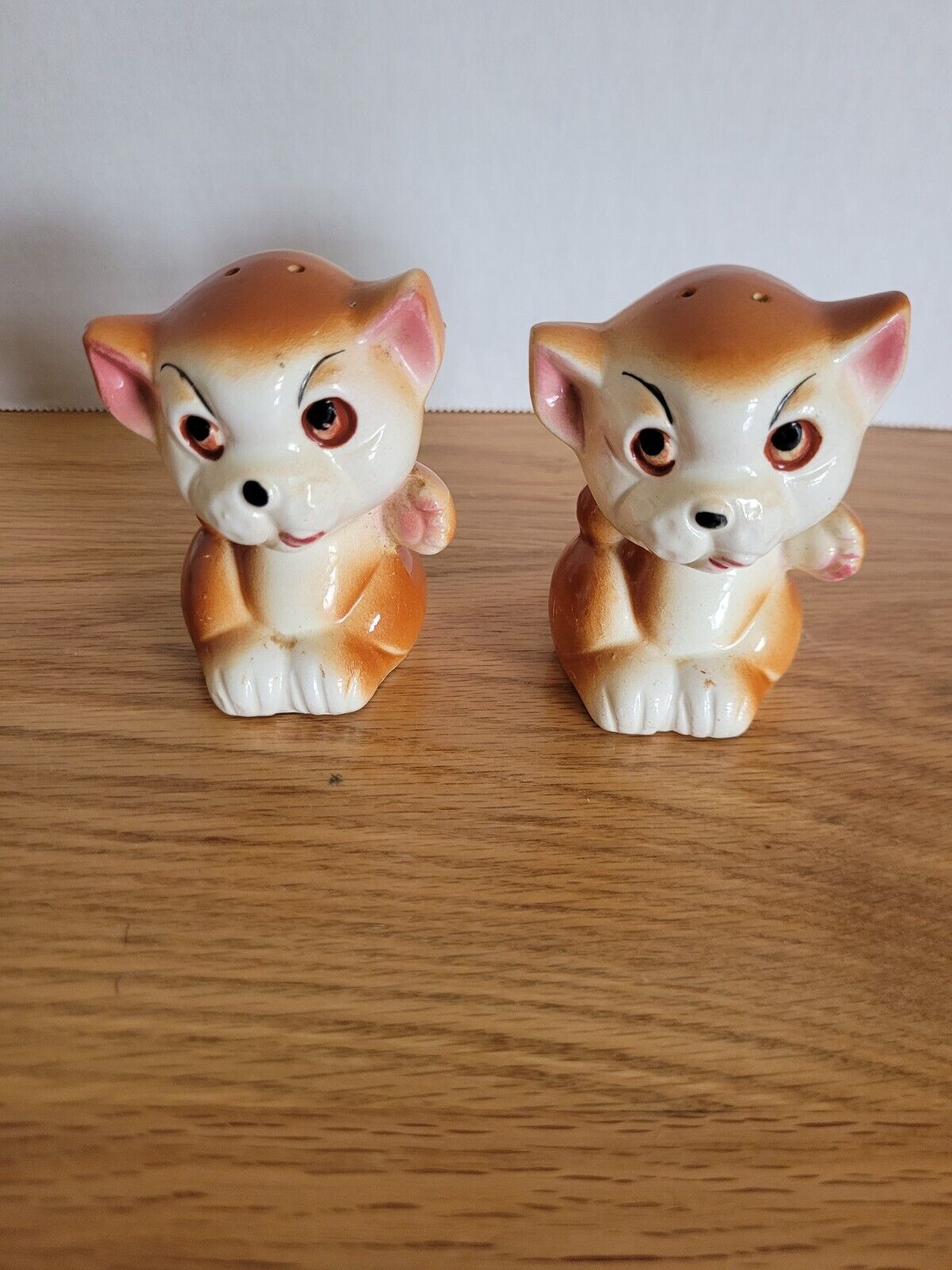  Rare Vintage  Japan Cat and Dog Double Faced Salt and Pepper Shakers