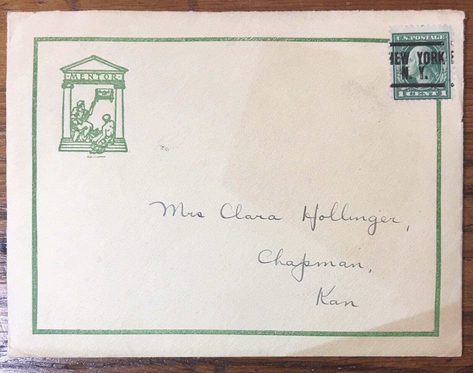 Antique The Mentor Association Ephemera Lot 1c Stamp, 1914 New York