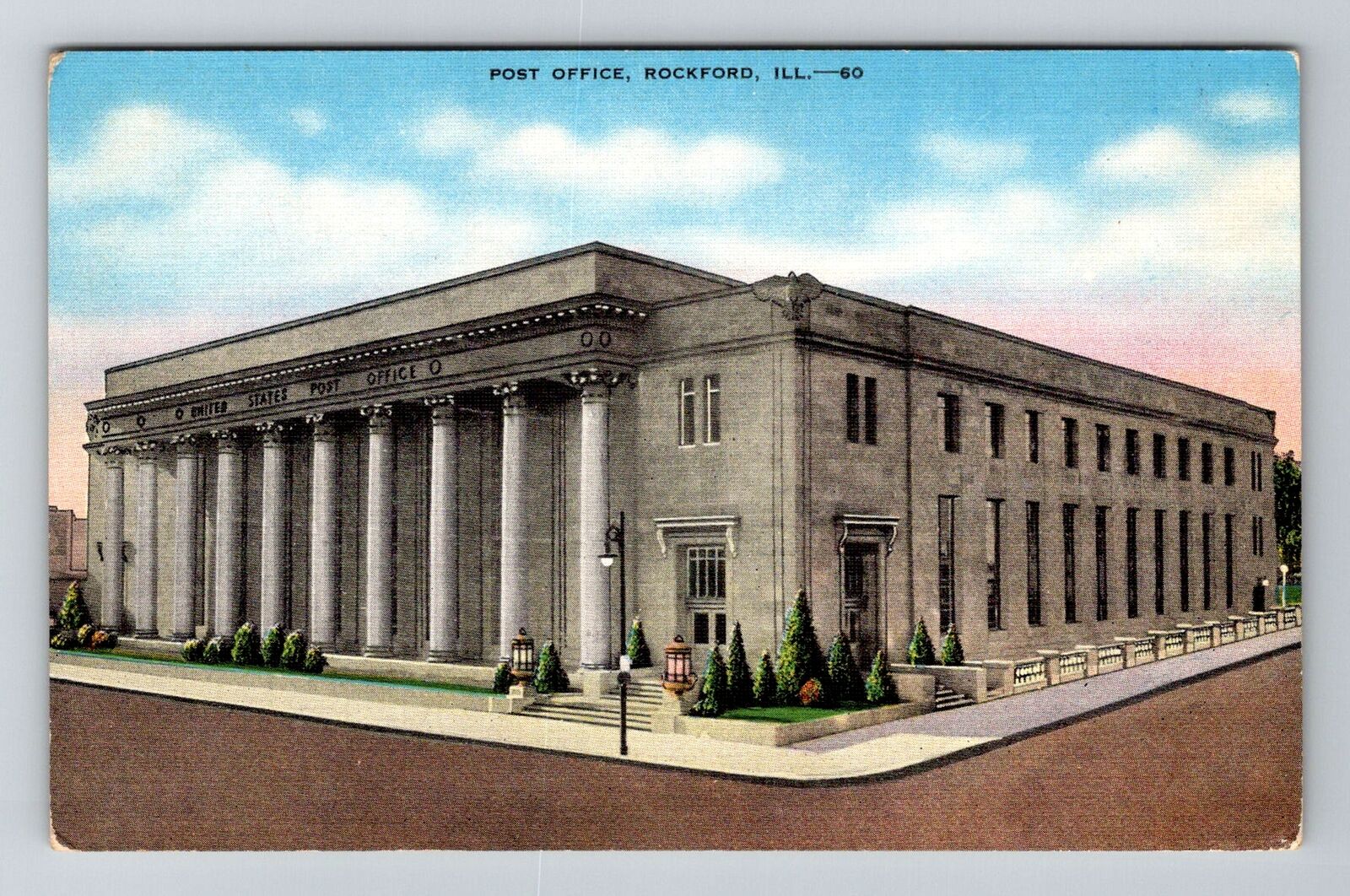 Rockford IL-Illinois, United States Post Office, Antique Vintage Postcard