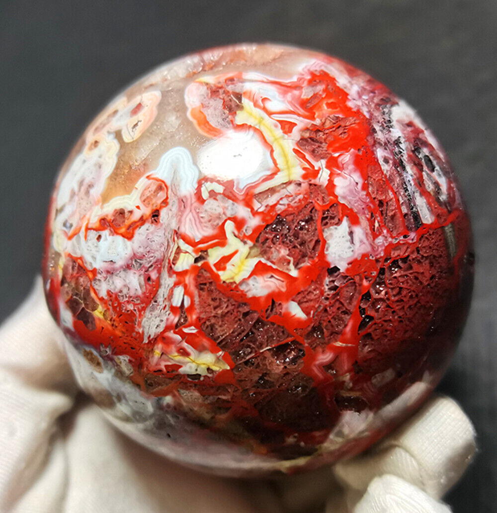 TOP 456G Natural Polished Mexico Banded Agate Crystal Sphere Ball Healing WYX312