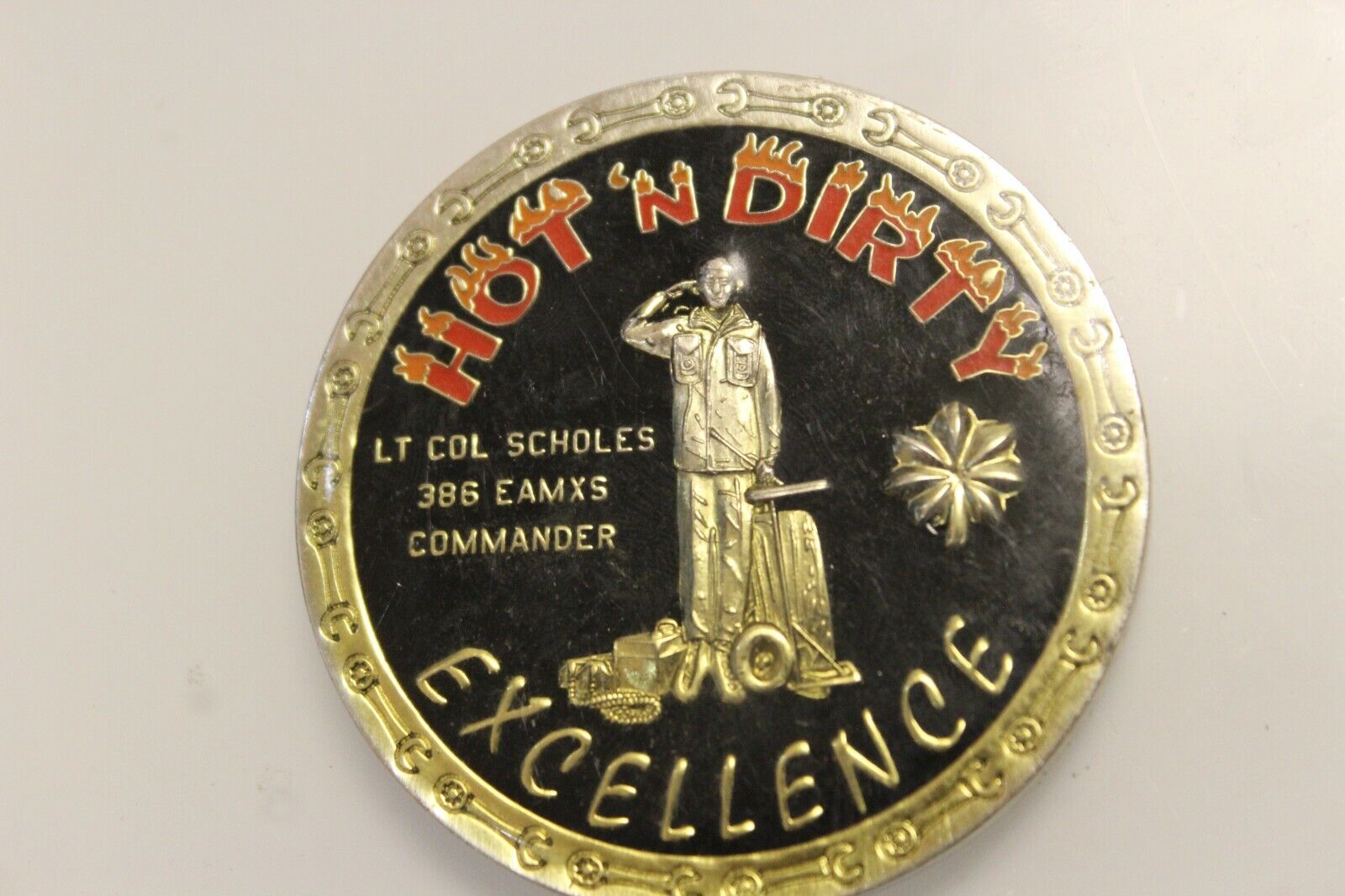 Hot\'n Dirty Lt.Col Scholes 386 Eamxs Commander Challenge Coin