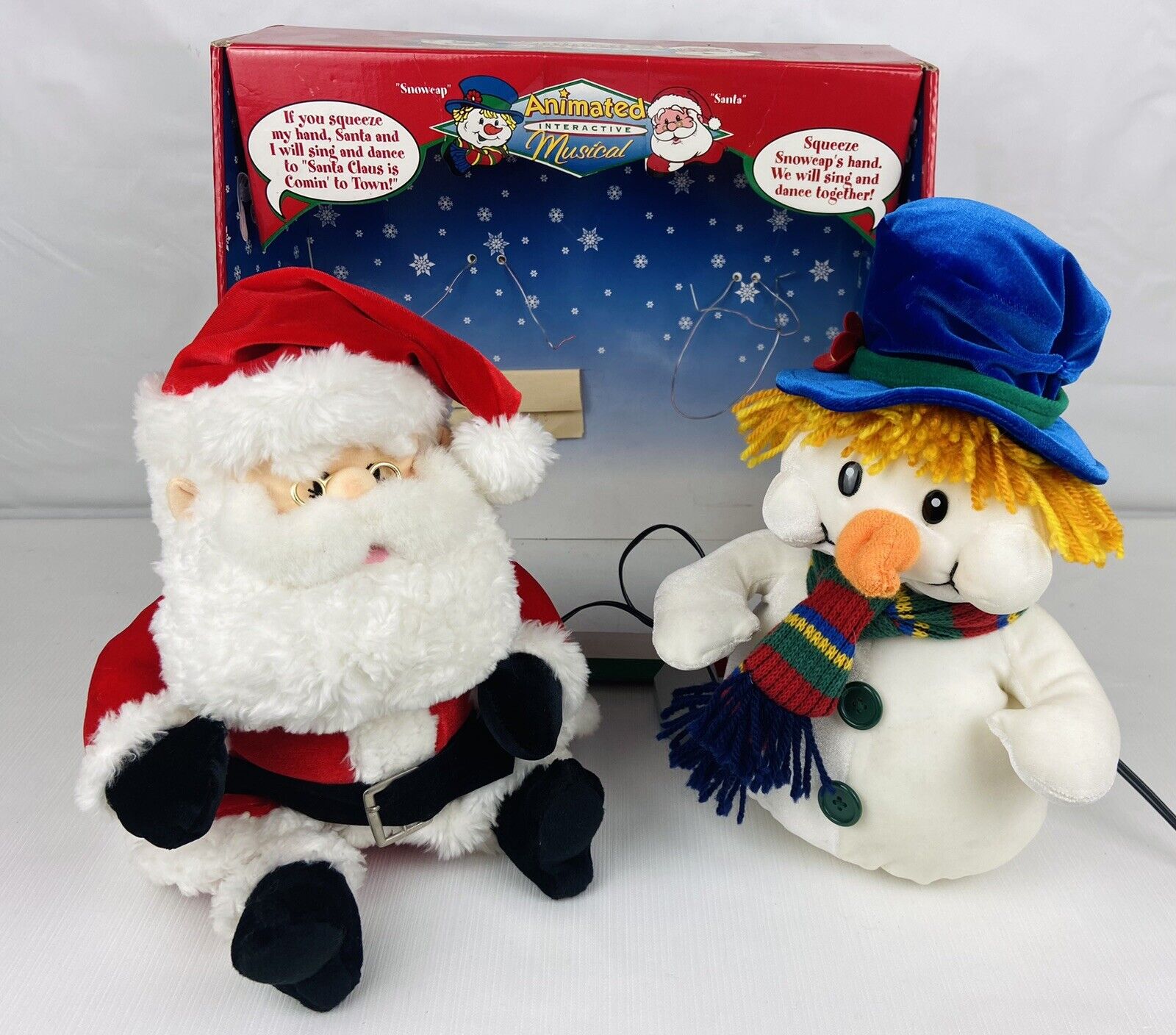 Vintage Christmas 1999 Animated Interactive Musical Singing Snowman & Santa READ