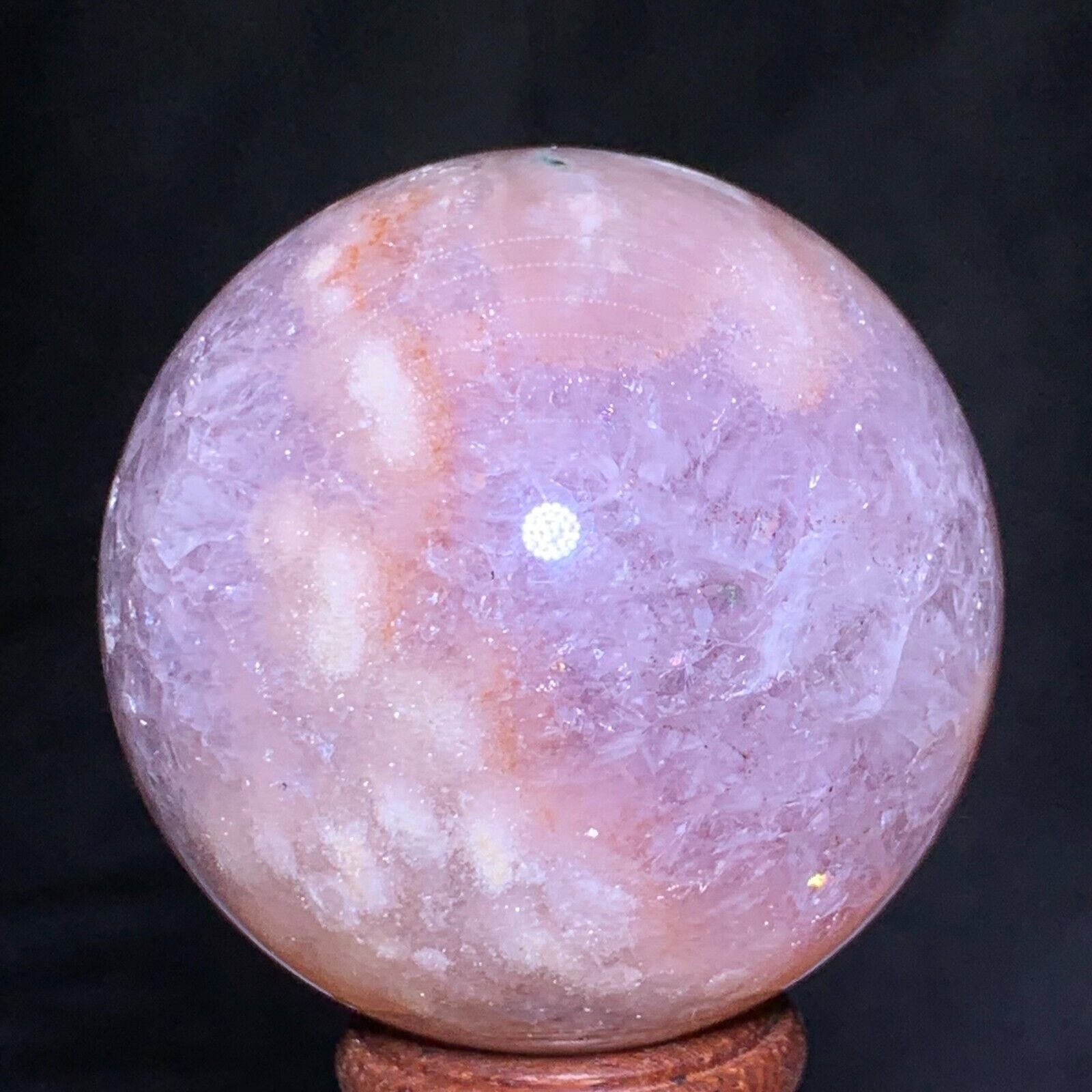 198g Natural Druzy Pink Amethyst Sphere Ball Quartz Crystal Reiki Stone