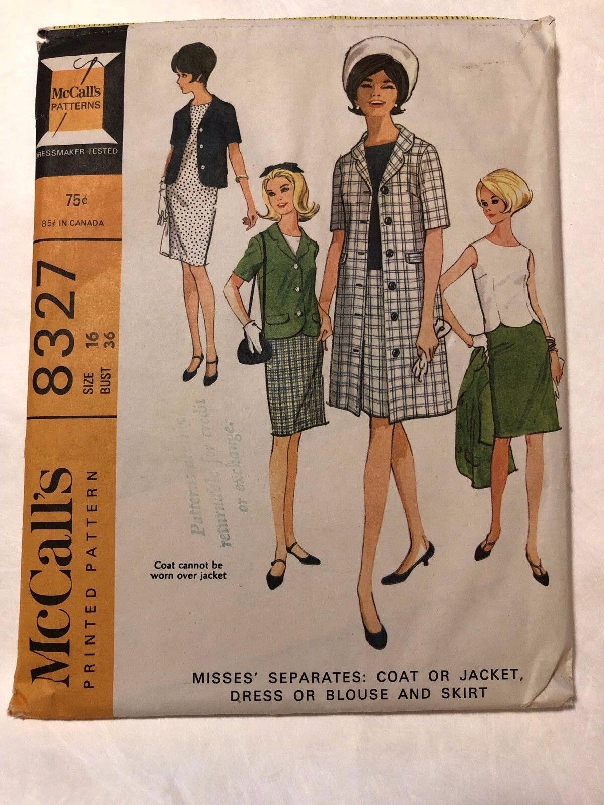 Vintage 1968 McCall's Pattern 8327 Women's Separates Coat Jacket Dress Top Skirt