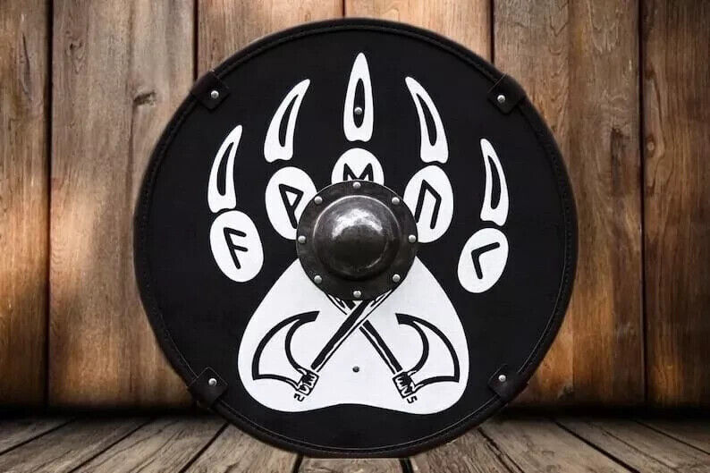 Medieval Viking Shield Bear paw Battle Ready Wooden Shield 24 inch GIFT
