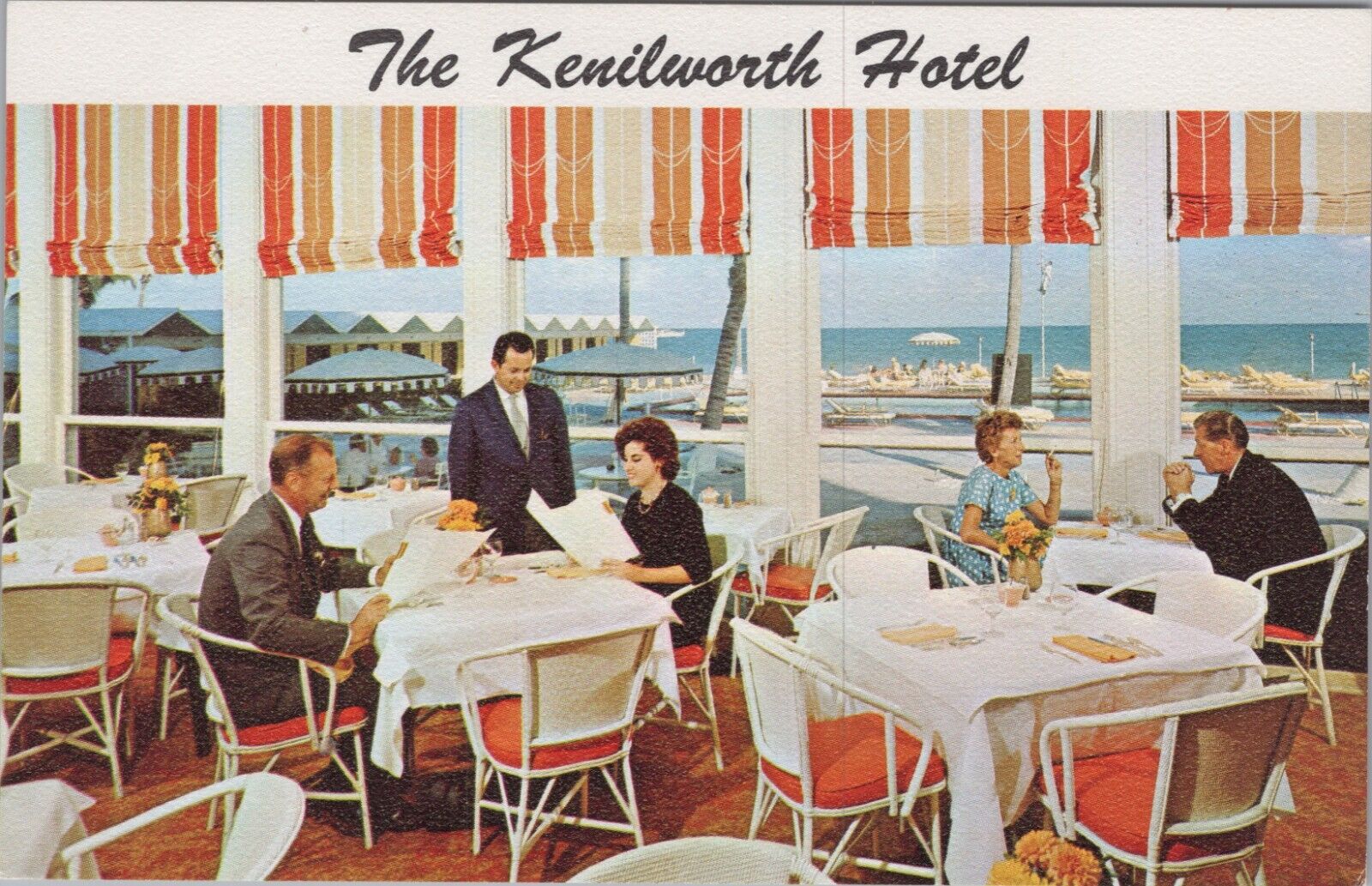 Kenilworth Hotel Ocean Terrace Restaurant Miami Beach FL Bright Orange PC 8347.1