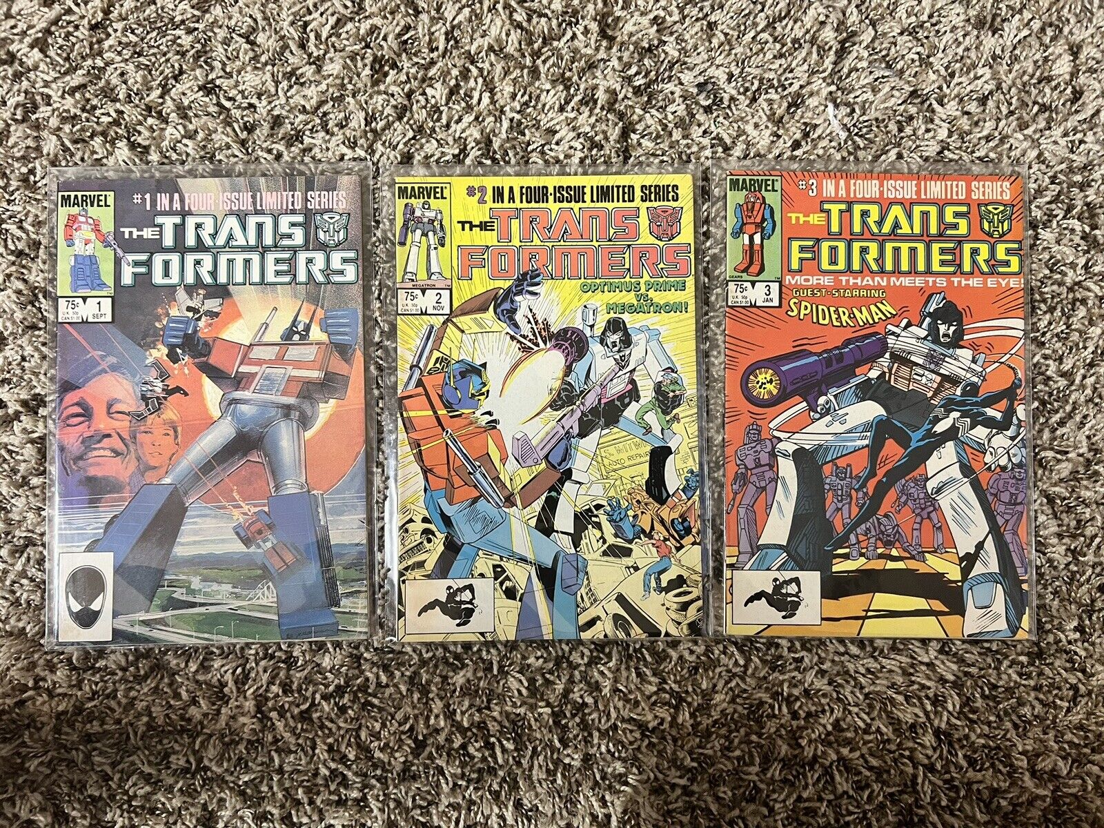 The Transformers (1984 First Series) #’s 1,2,&3 First Printing 8.0-9.5