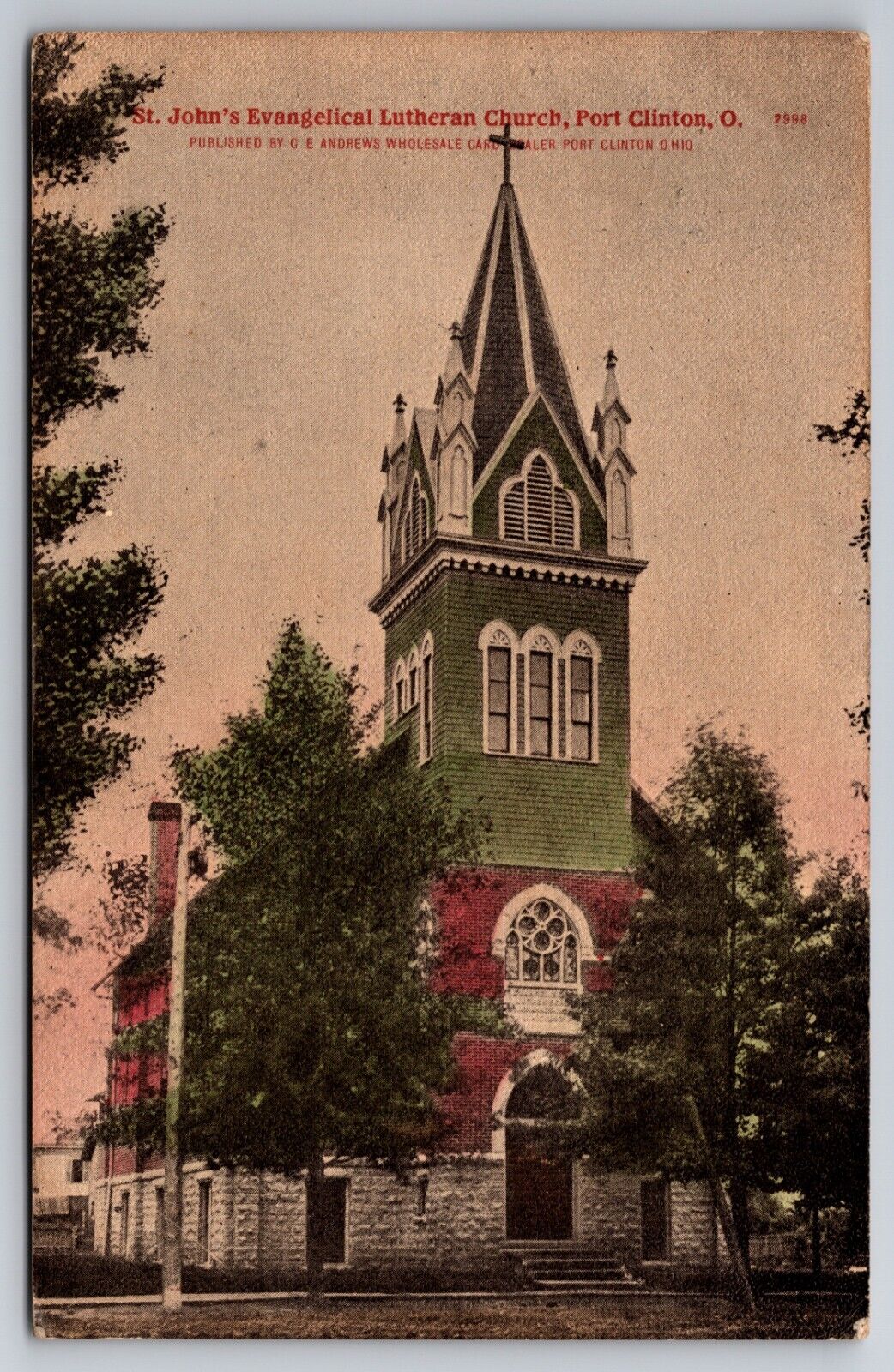 St. John\'s Evangelical Lutheran Church Port Clinton Ohio OH 1911 Postcard
