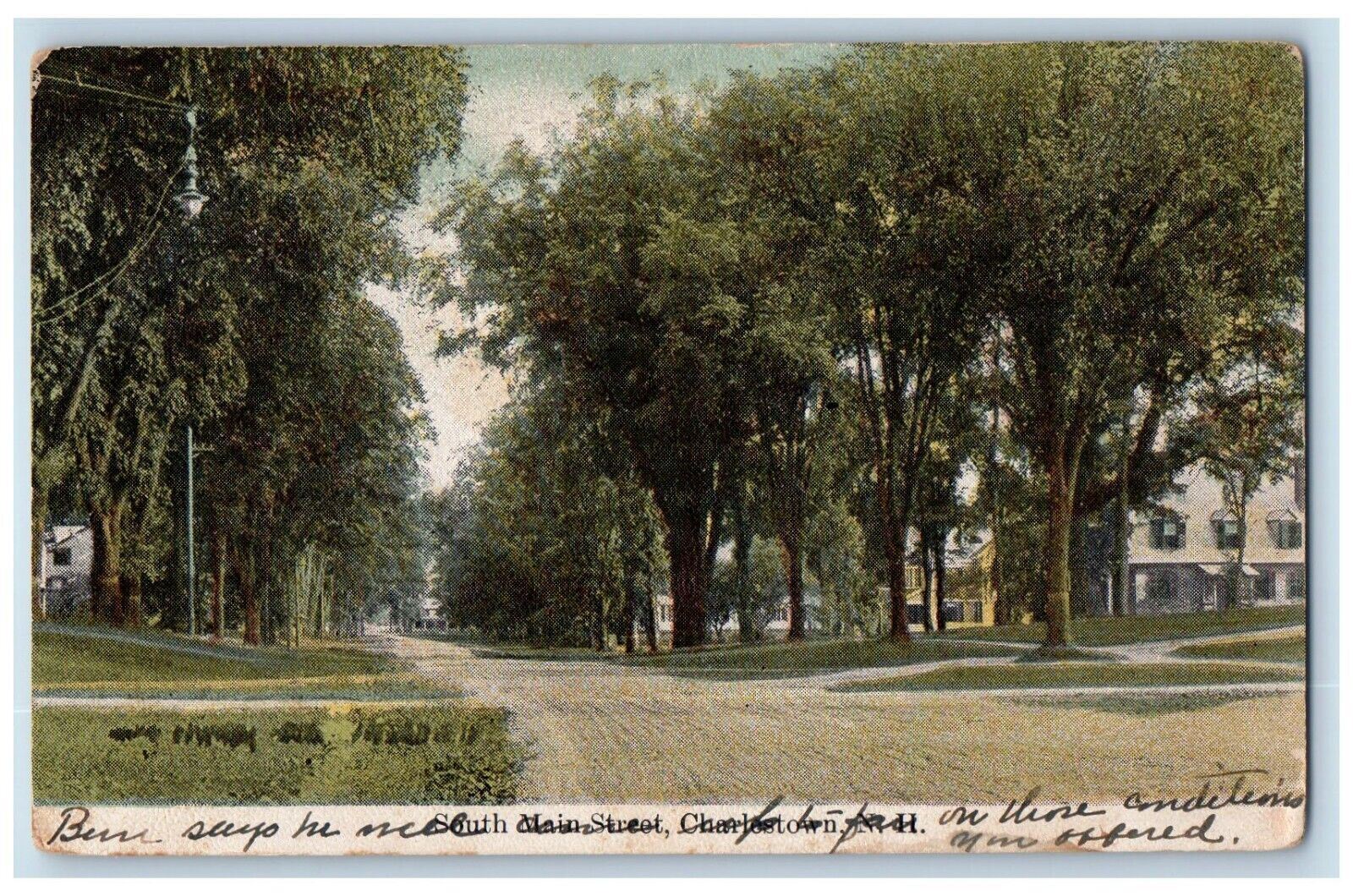 1914 South Main Street Dirt Road Charlestown New Hampshire NH Antique Postcard