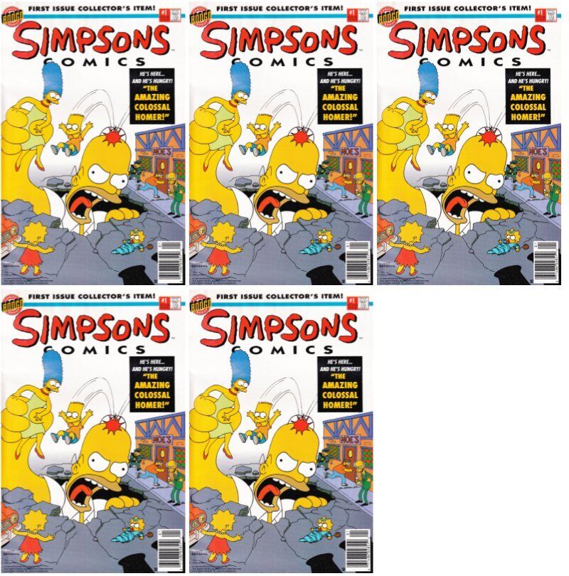 Simpsons Comics #1 Newsstand Cover Bongo Comics - 5 Comics